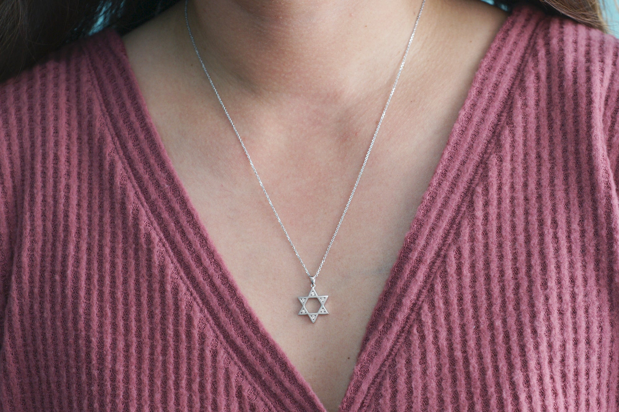 Open Star Of David Diamond Pendant