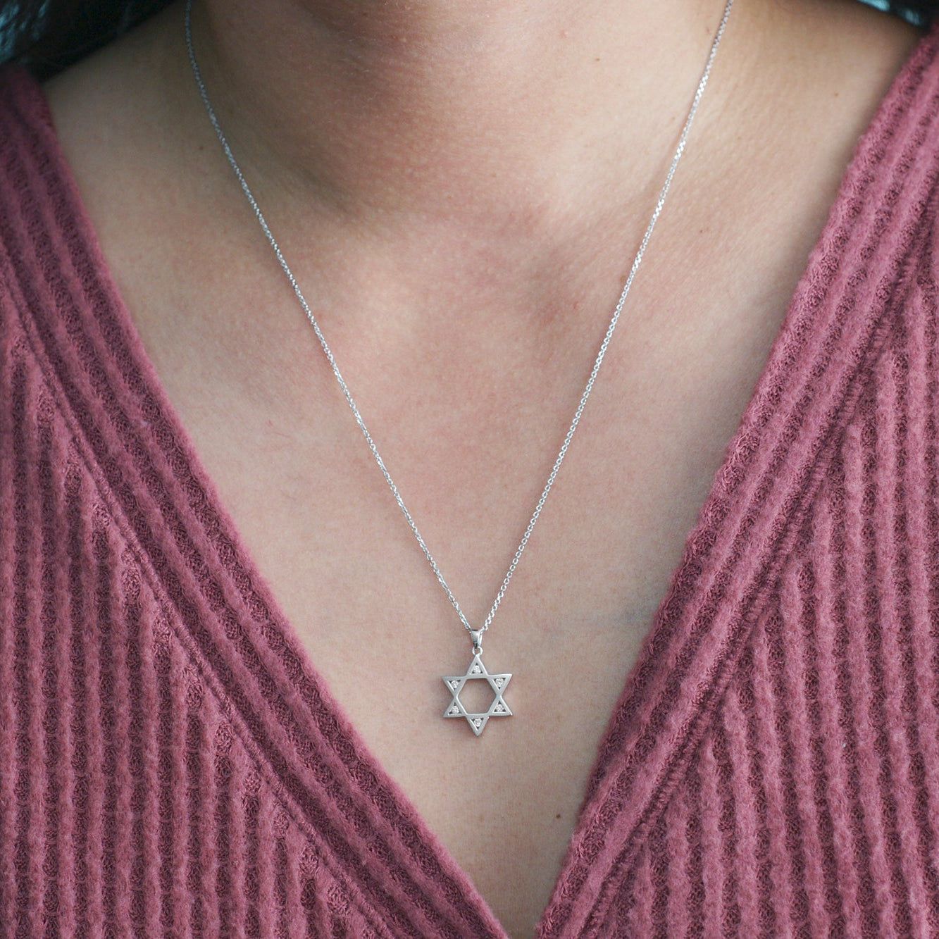Open Star Of David Diamond Pendant