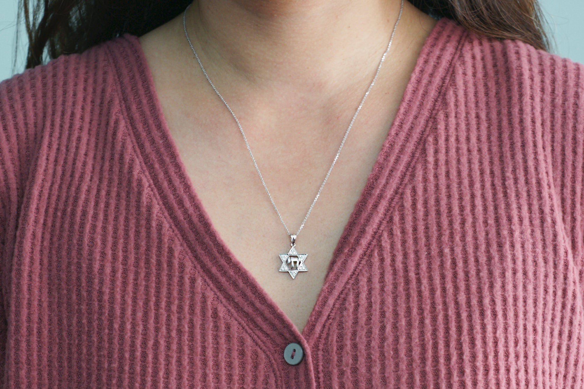 Star Of David Diamond Pendant With Chai