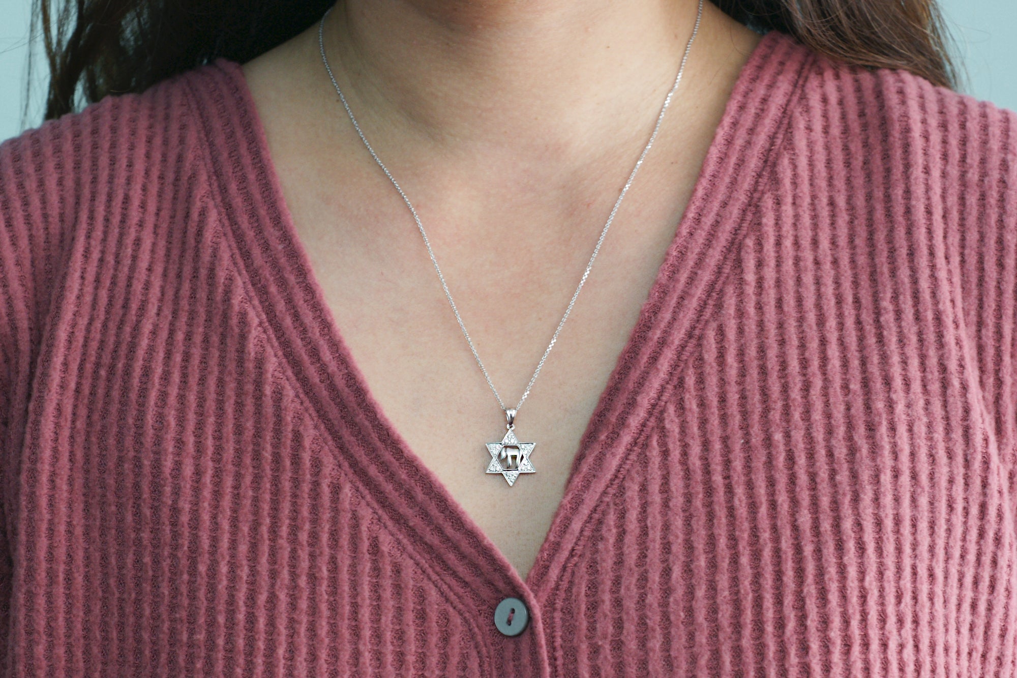 Star Of David Diamond Pendant With Chai