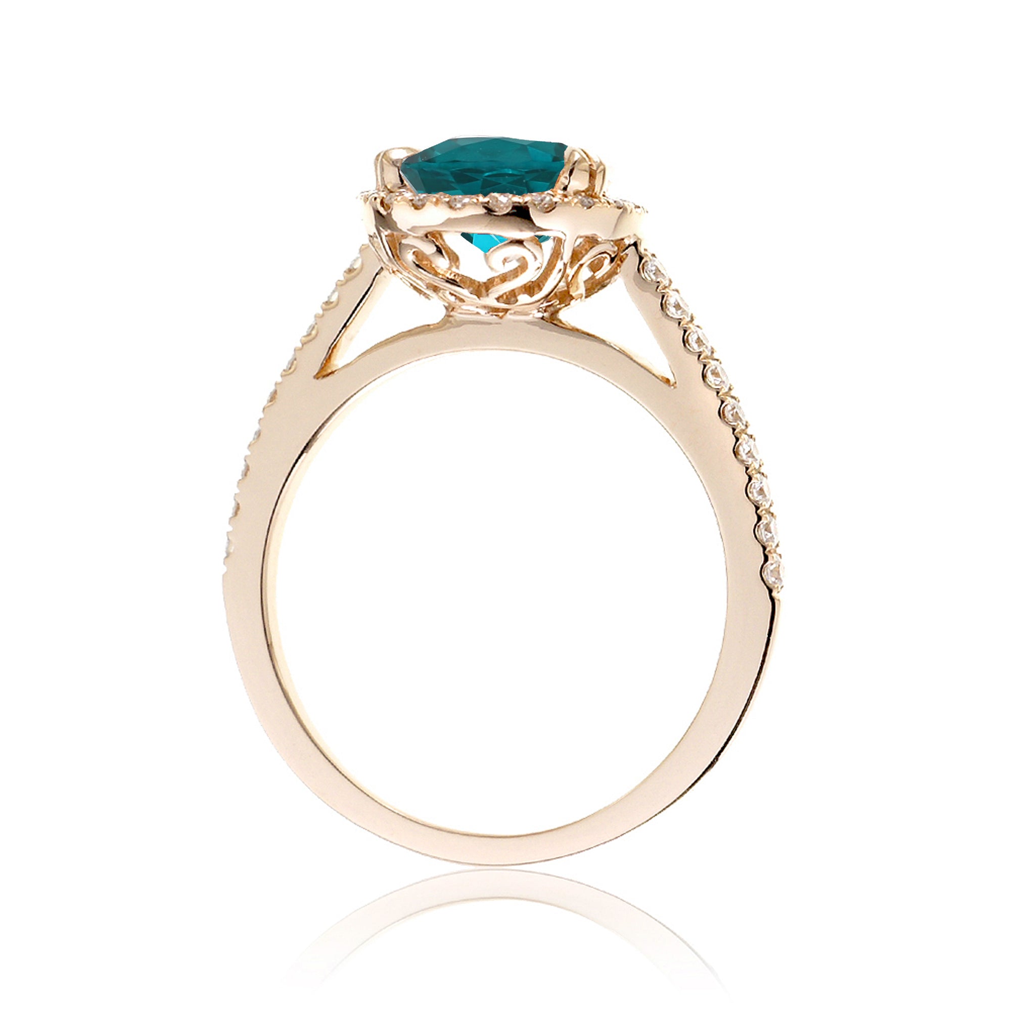 London blue topaz pear shape diamond halo engagement ring