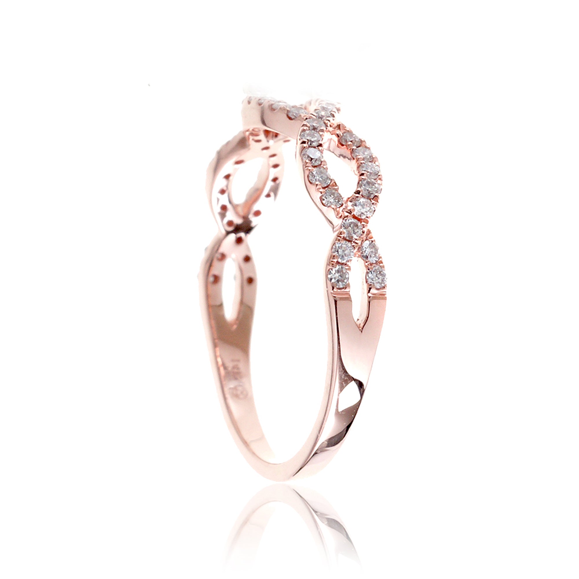 Twisted infinity diamond wedding band the Rosy rose gold