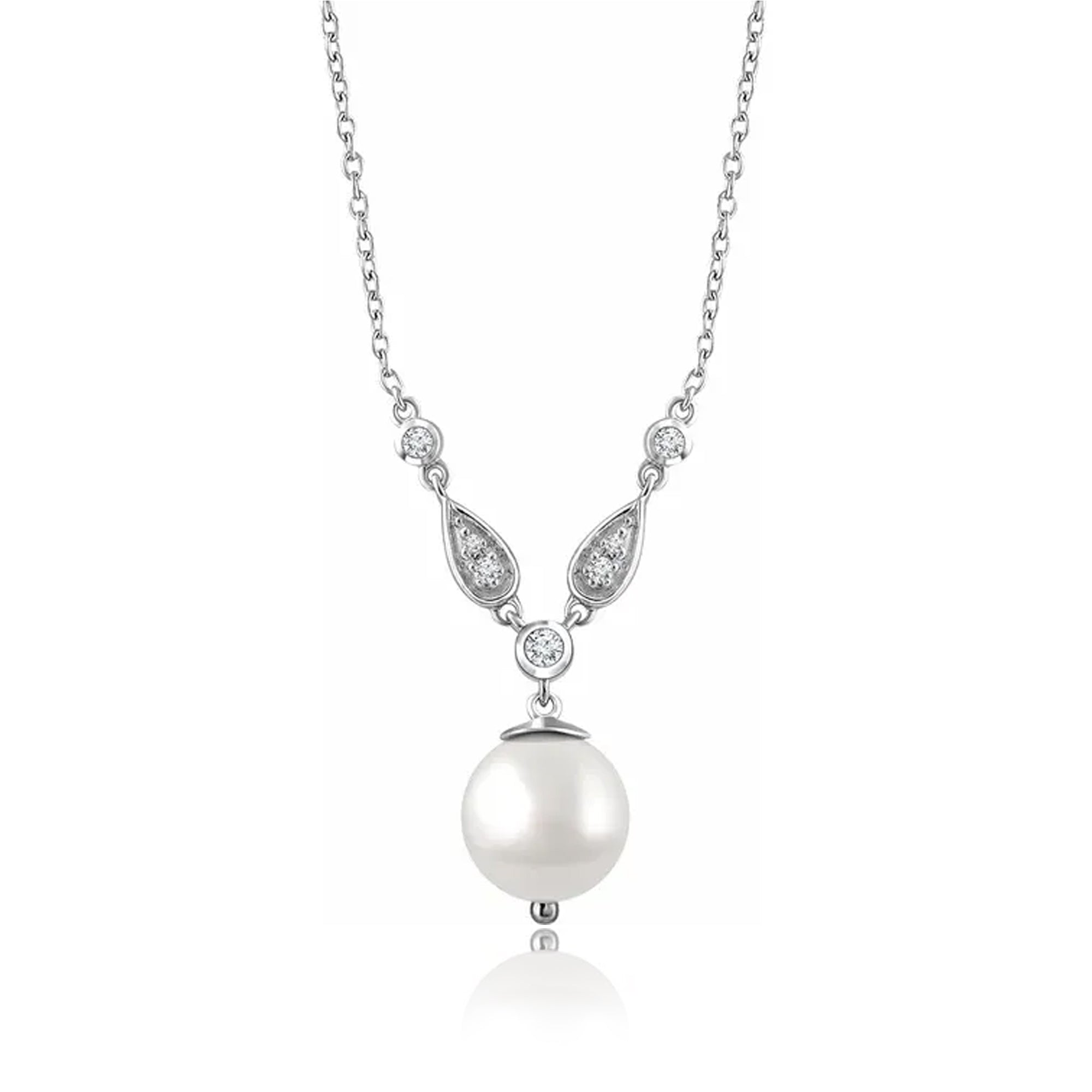 Cultured Fresh Water Pearl Diamond Necklace