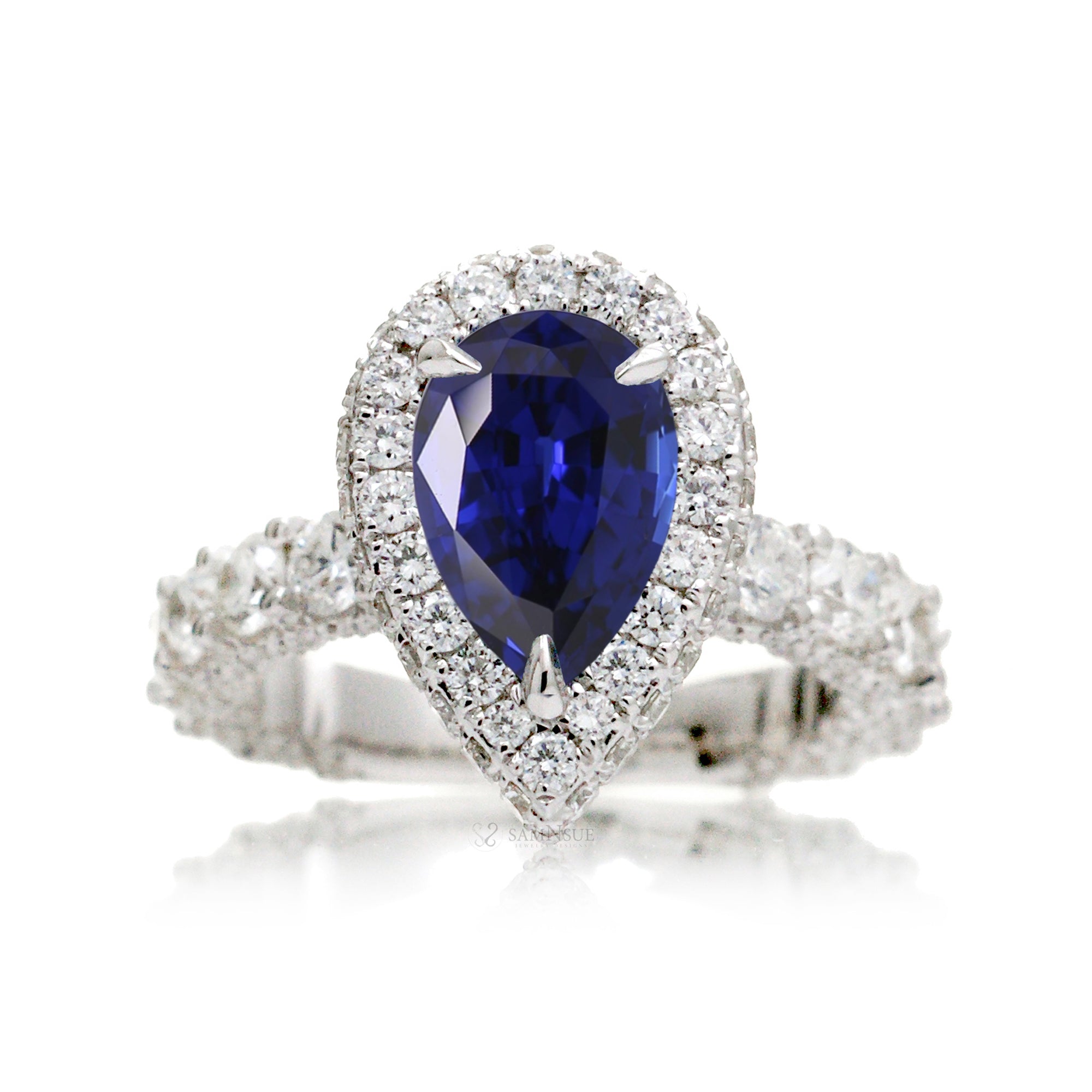 The Florence Pear Blue Sapphire Ring