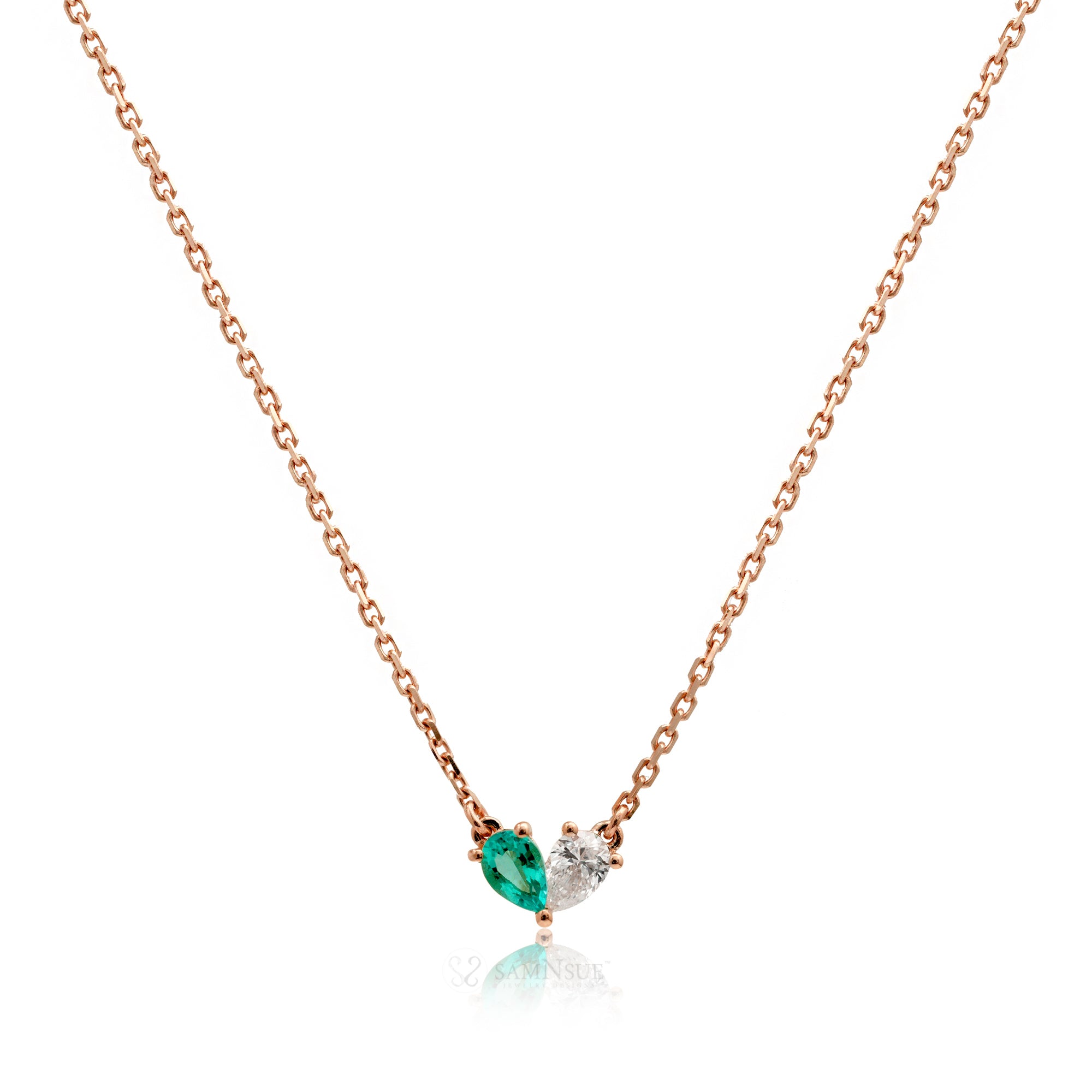 Toi Et Moi Gems And Diamond Heart Necklace