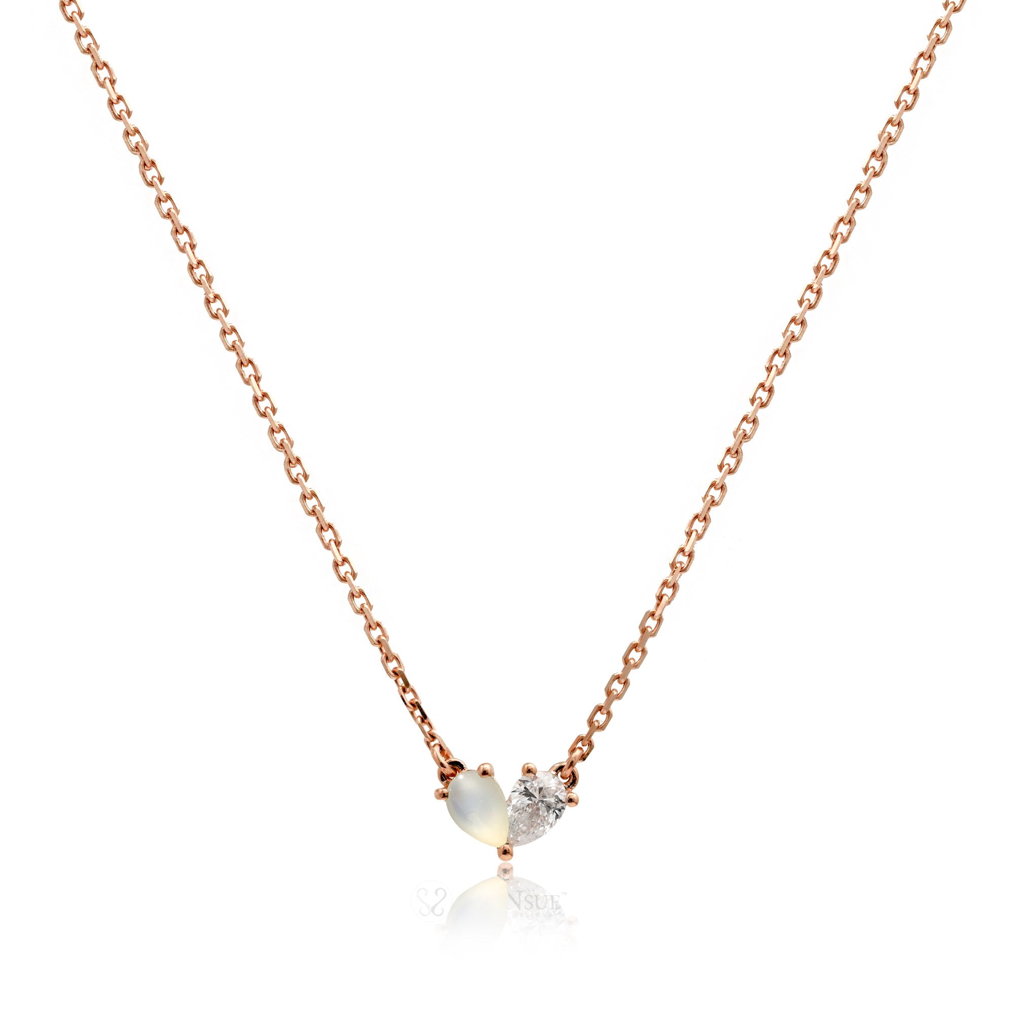 Toi Et Moi Gems And Diamond Heart Necklace