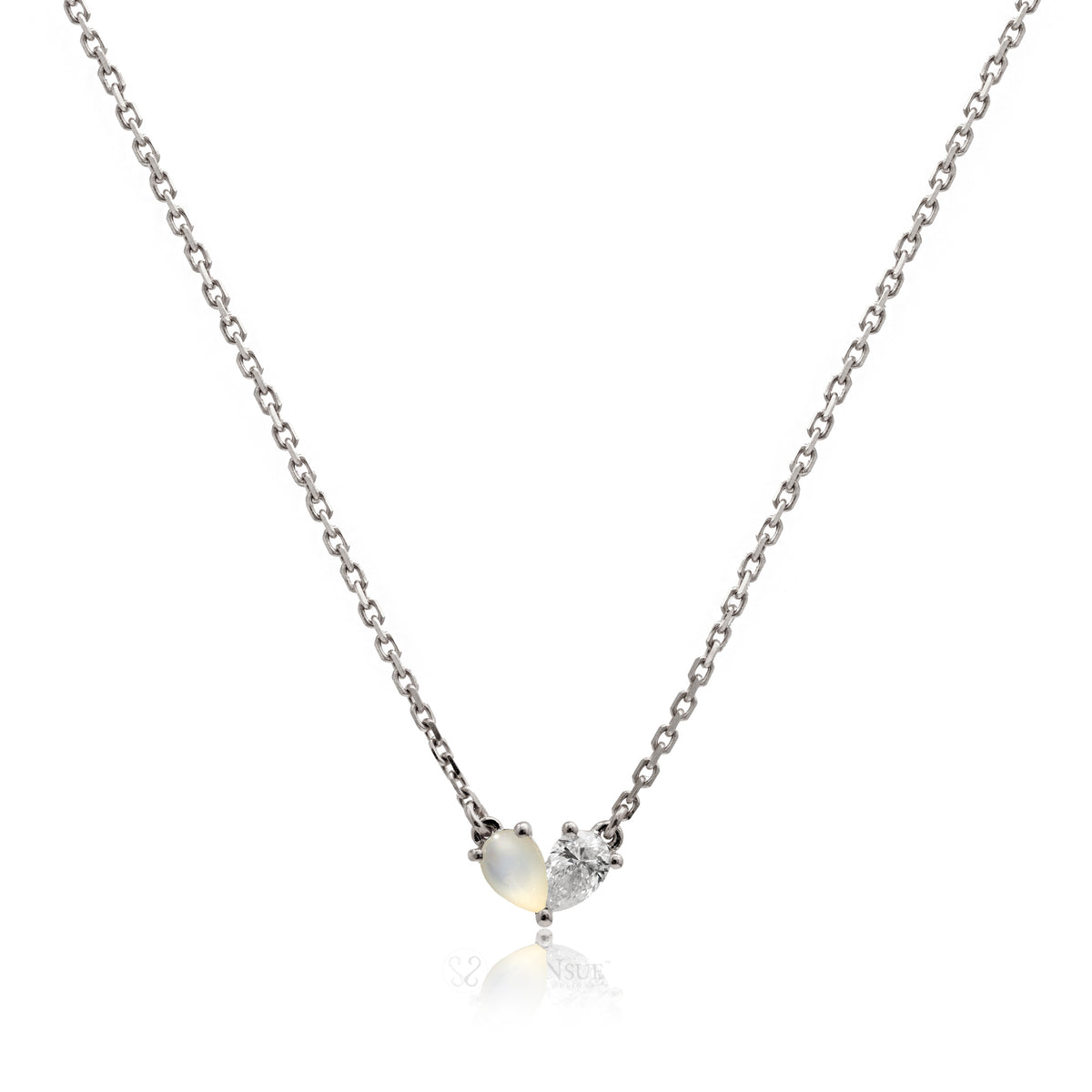 Toi Et Moi Gems And Diamond Heart Necklace