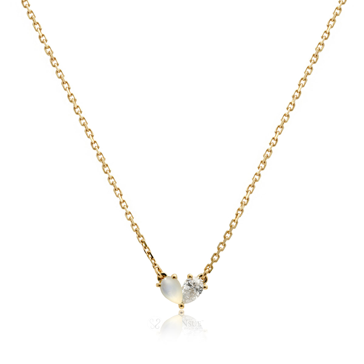 Toi Et Moi Gems And Diamond Heart Necklace