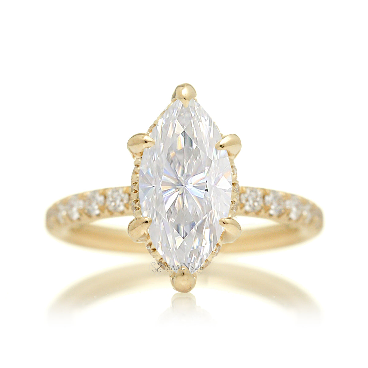 The Drenched Solitaire Marquise Cut Moissanite Ring