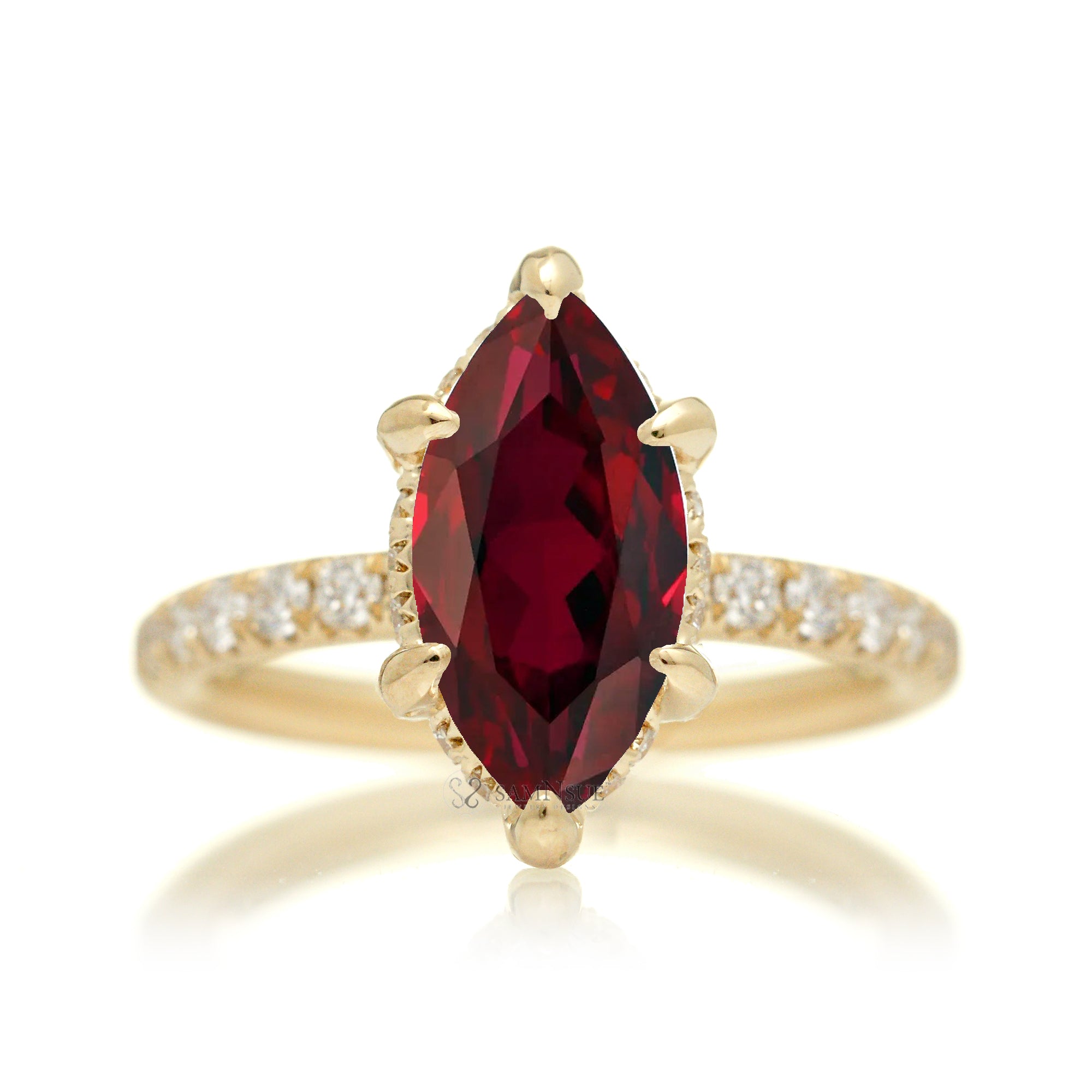 The Drenched Solitaire Marquise Cut Ruby Ring