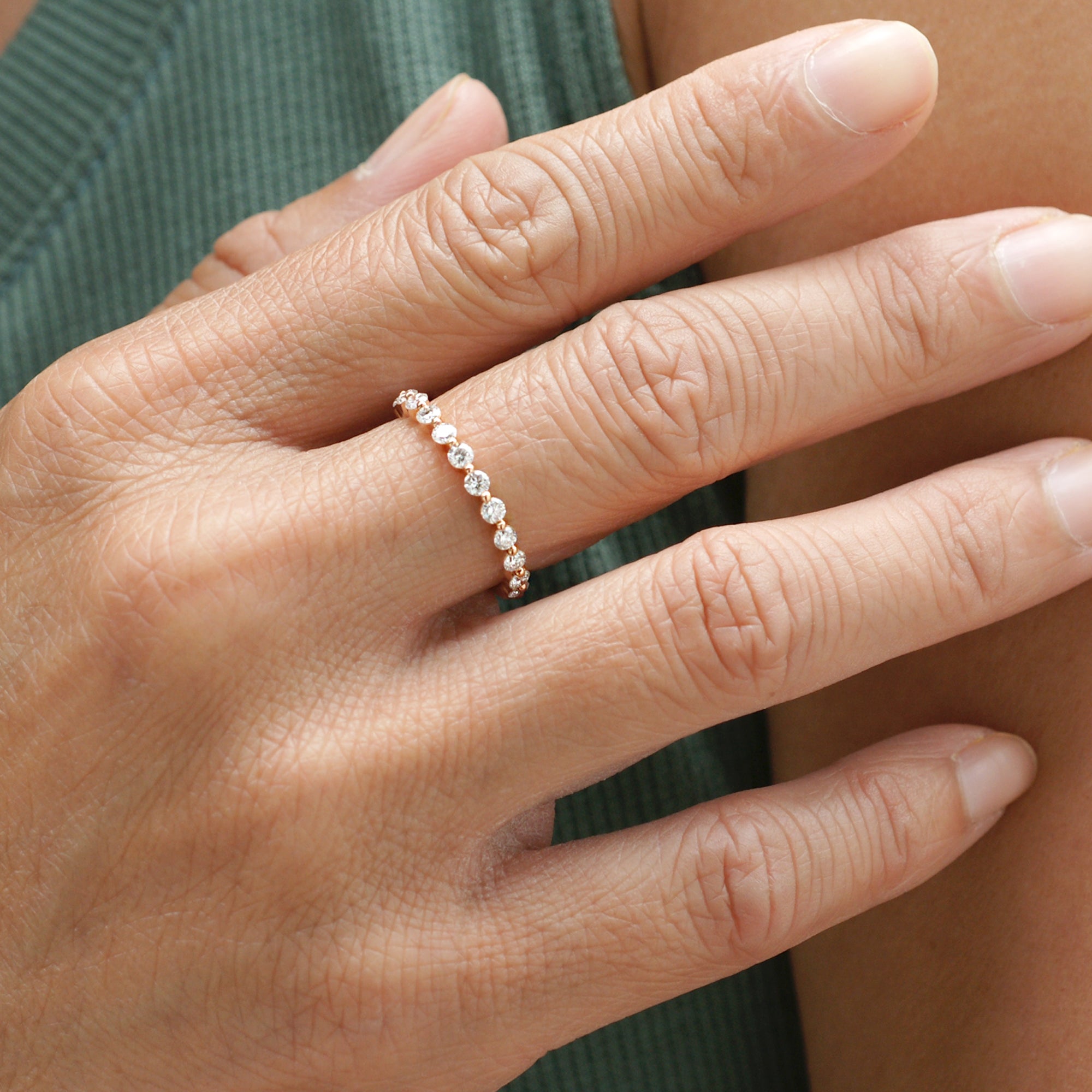 Floating Round Diamond Wedding Band