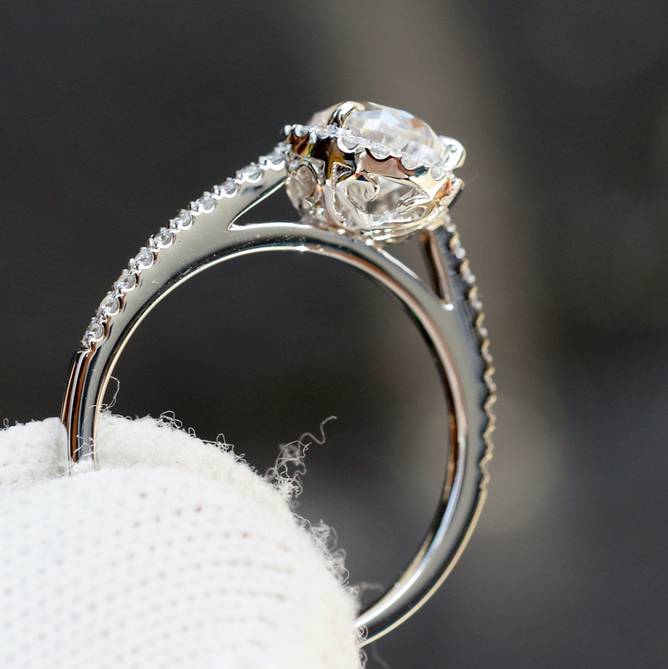 The Signature Pear Moissanite 9x6mm 18k White Gold