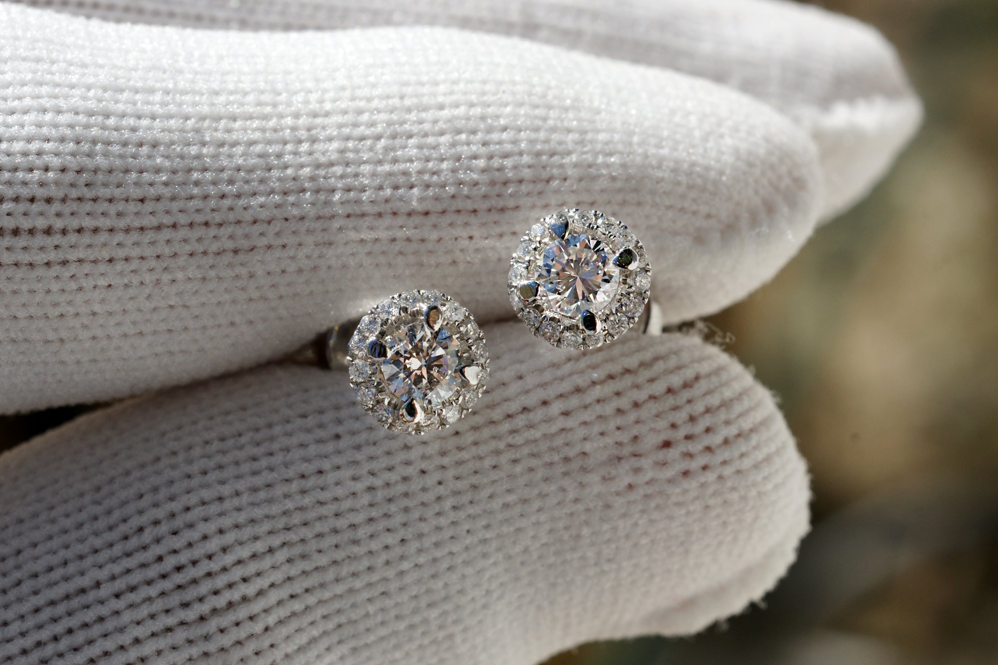 Martini Round Diamond Halo Stud Earrings (2/3ct. tw.)