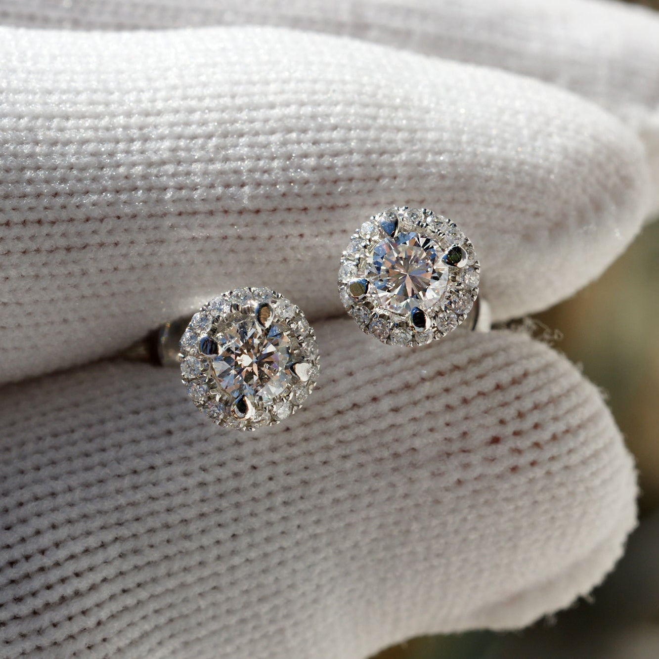 Martini Round Diamond Halo Stud Earrings (2/3ct. tw.)