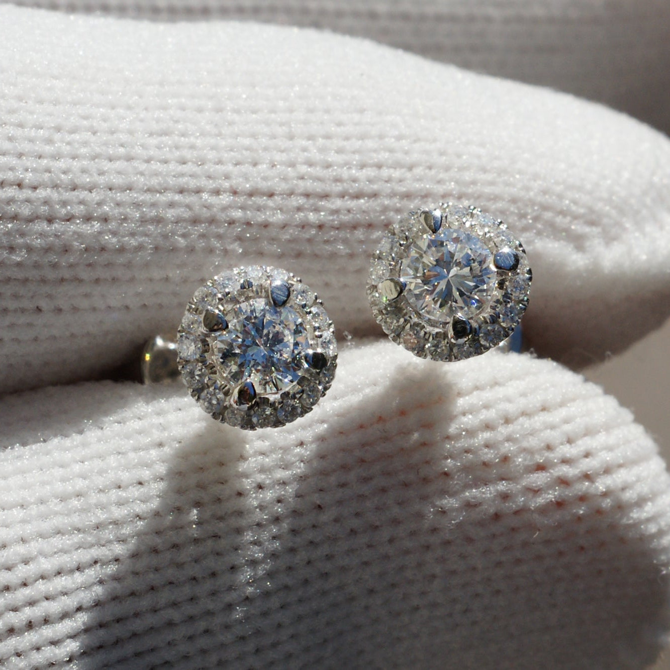 Martini Round Diamond Halo Stud Earrings (2/3ct. tw.)