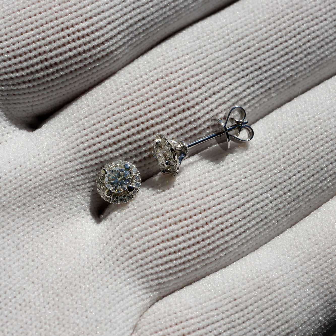 Martini Round Diamond Halo Stud Earrings (2/3ct. tw.)