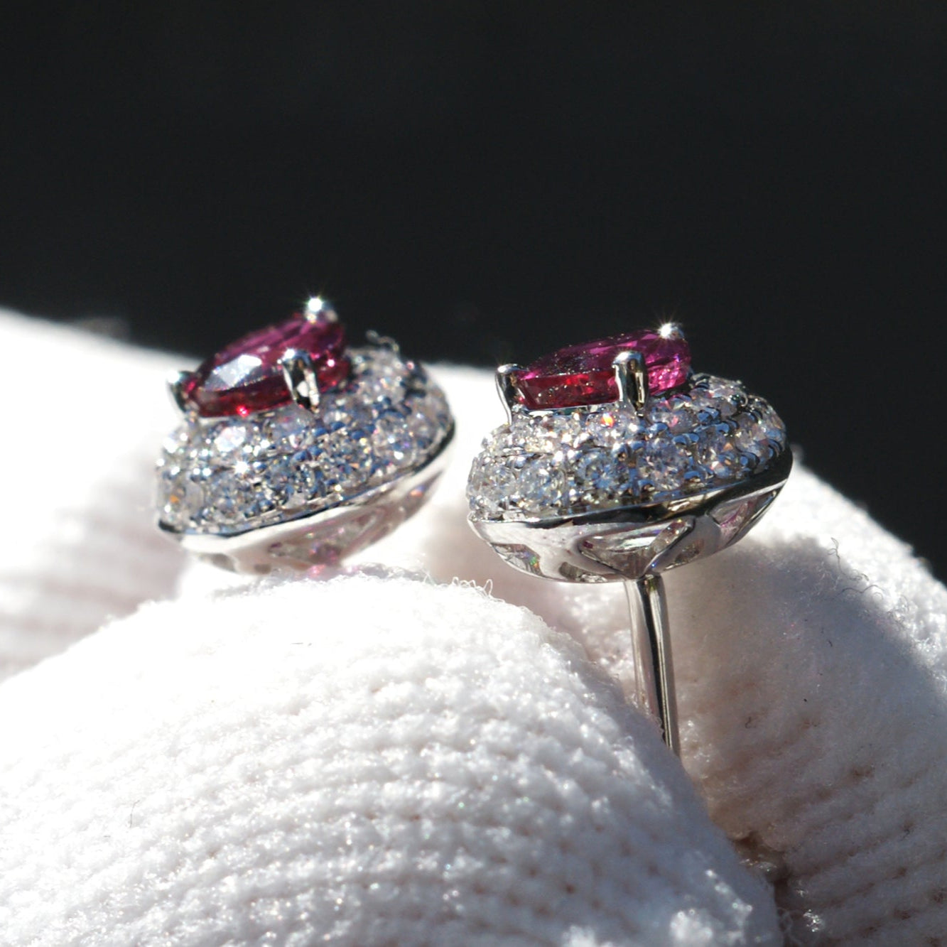 The Ophelia Pear Ruby Pave Earrings