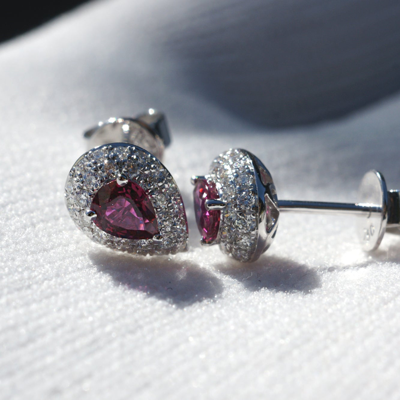 The Ophelia Pear Ruby Pave Earrings