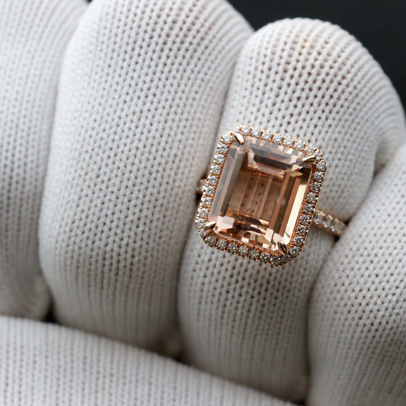 The Drenched Emerald Morganite 12x10mm 14k rose Gold