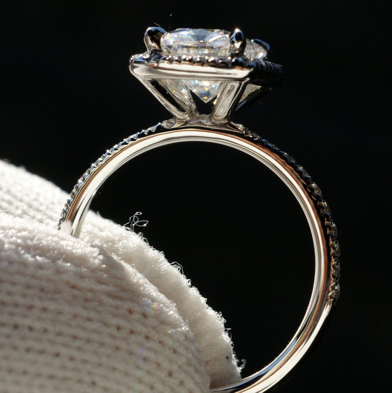 The Caitlin Radiant Moissanite 8x6mmSolid Band 18k White Gold