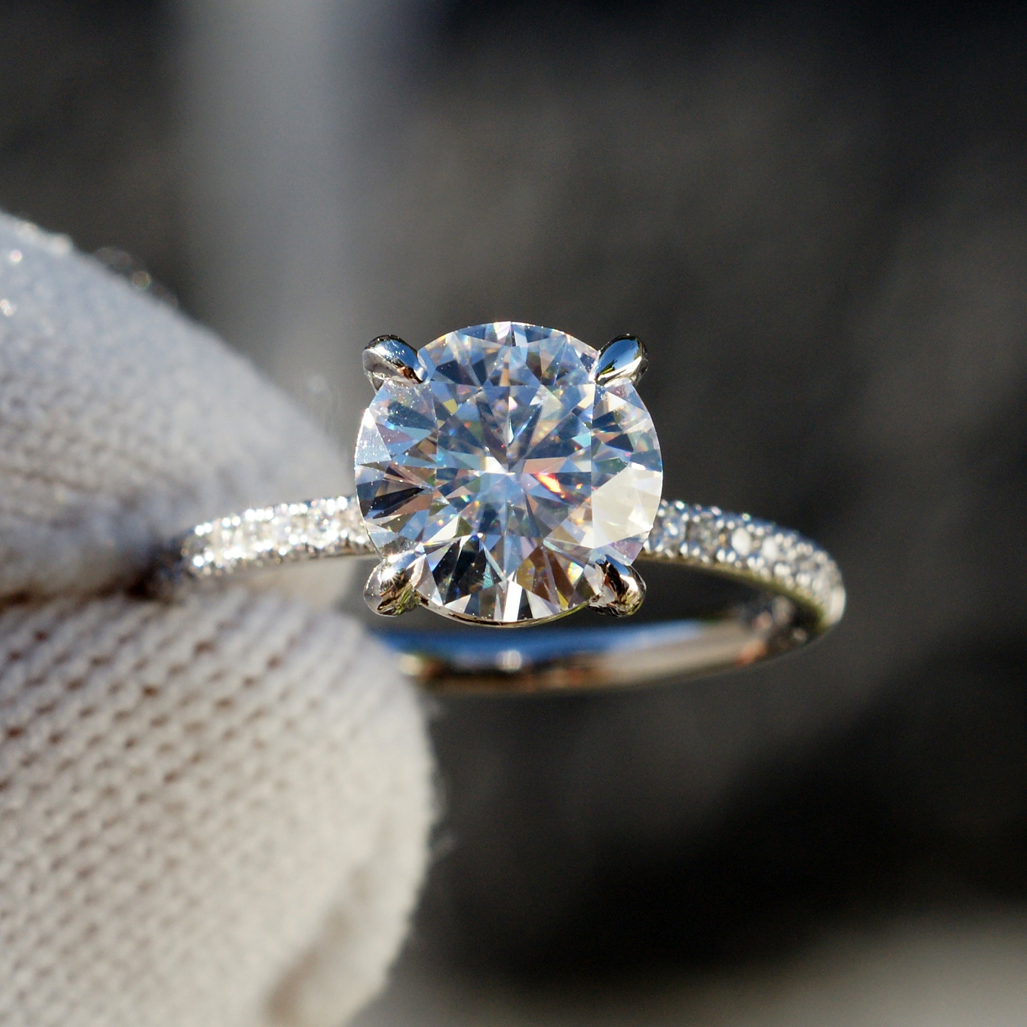 The Ava Round Moissanite Ring 8mm (1.5mm Band)