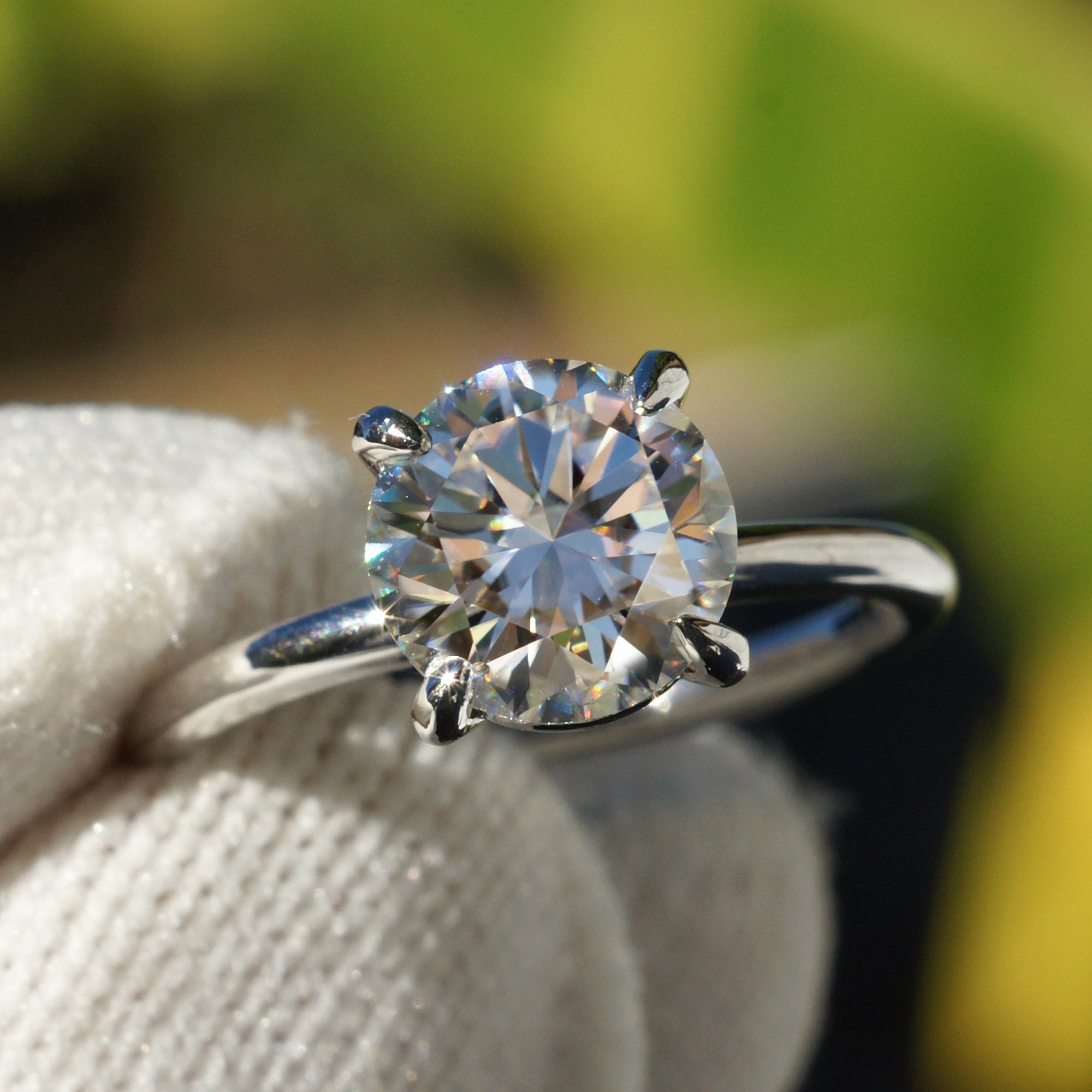 The Ava Round Moissanite Ring 8mm (1.5mm Band)