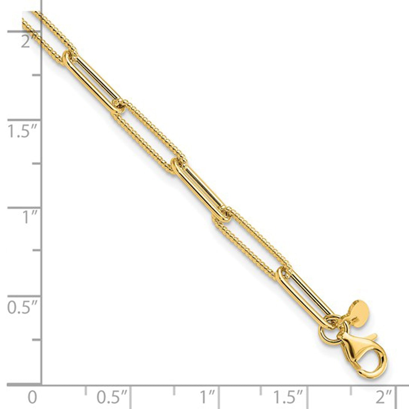 14k Polished And Textured Paperclip Link Chain Bracelet