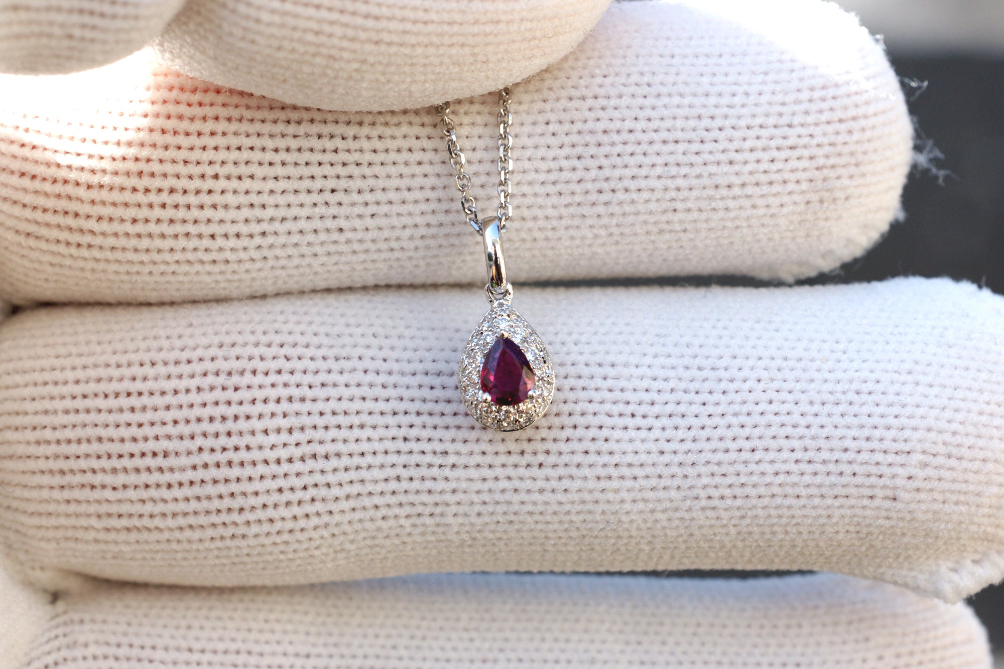 The Ophelia Pear Ruby Diamond Necklace