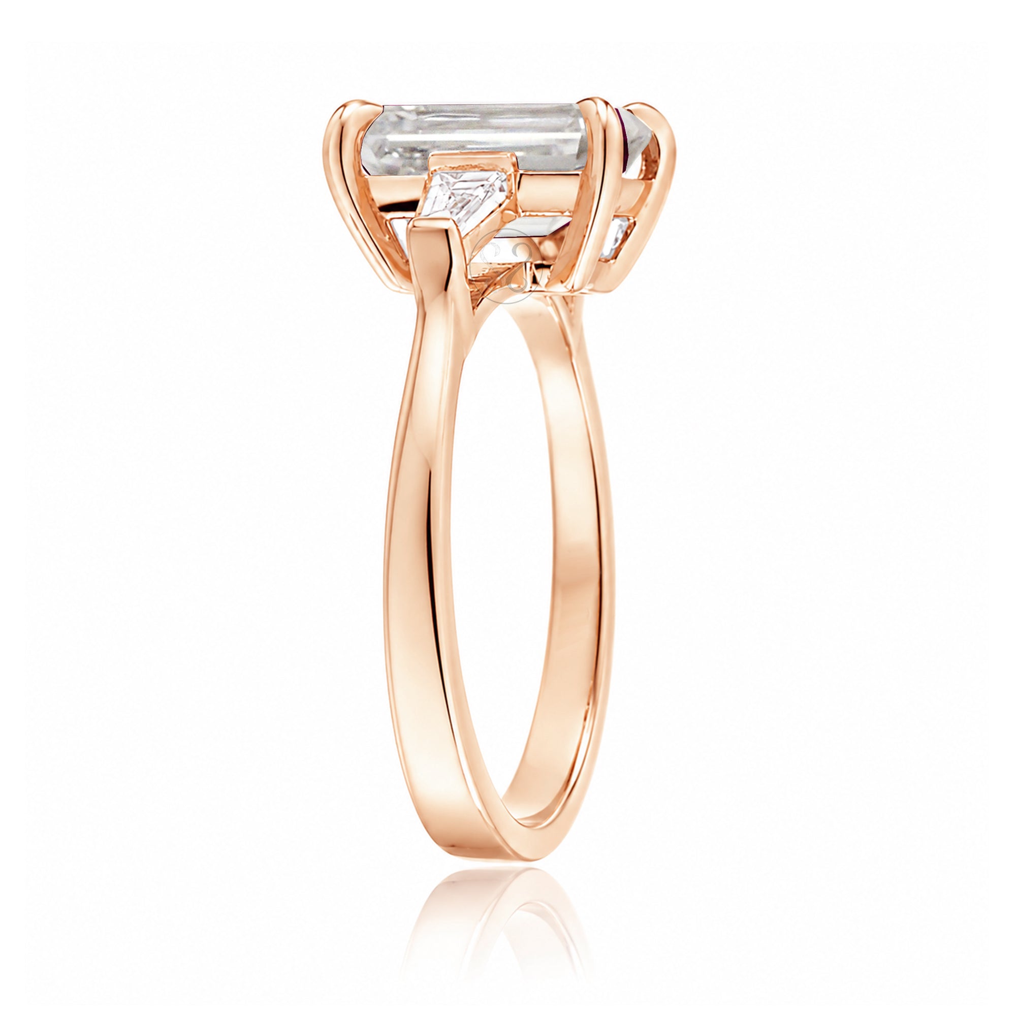 The Alice Emerald Step Cut Moissanite Ring