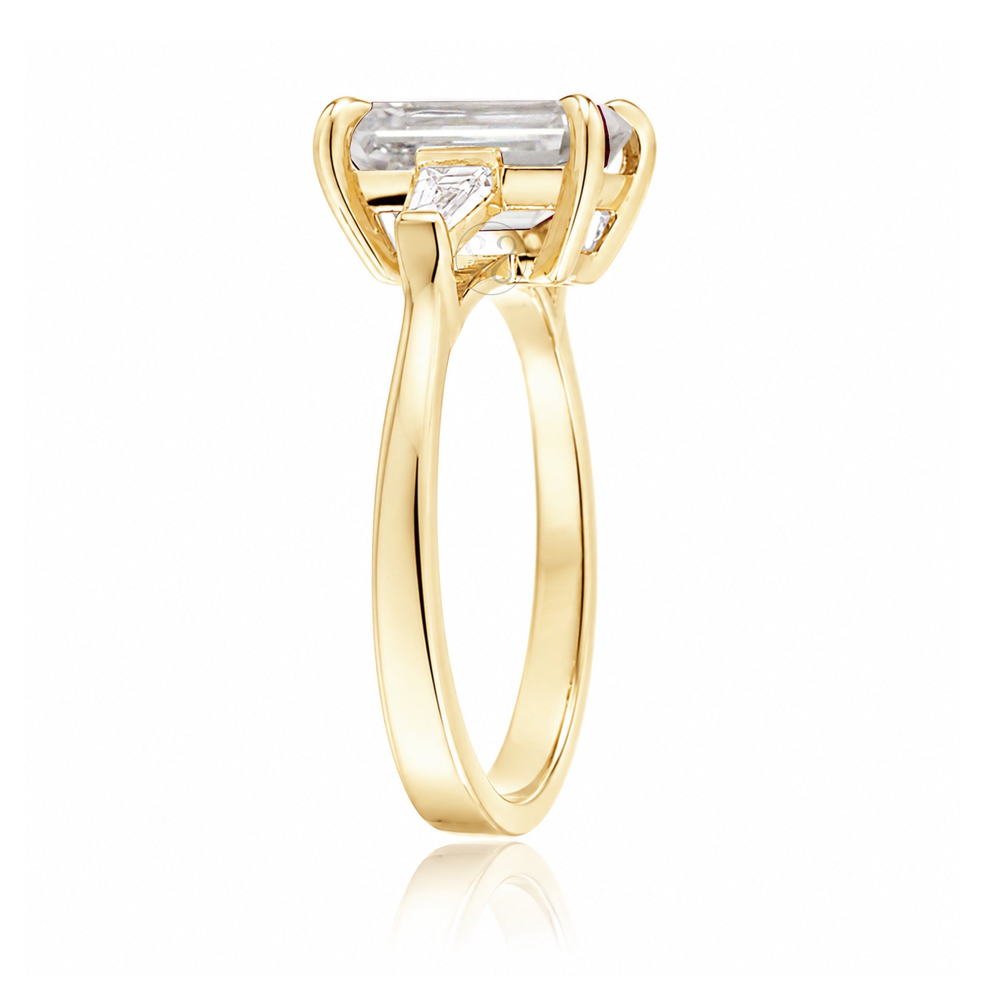 The Alice Emerald Step Cut Moissanite Ring