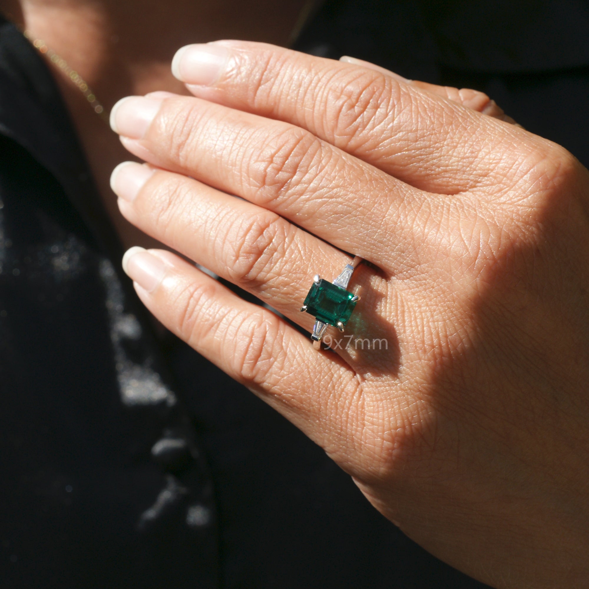 The Alice Emerald Step Cut Green Emerald Ring