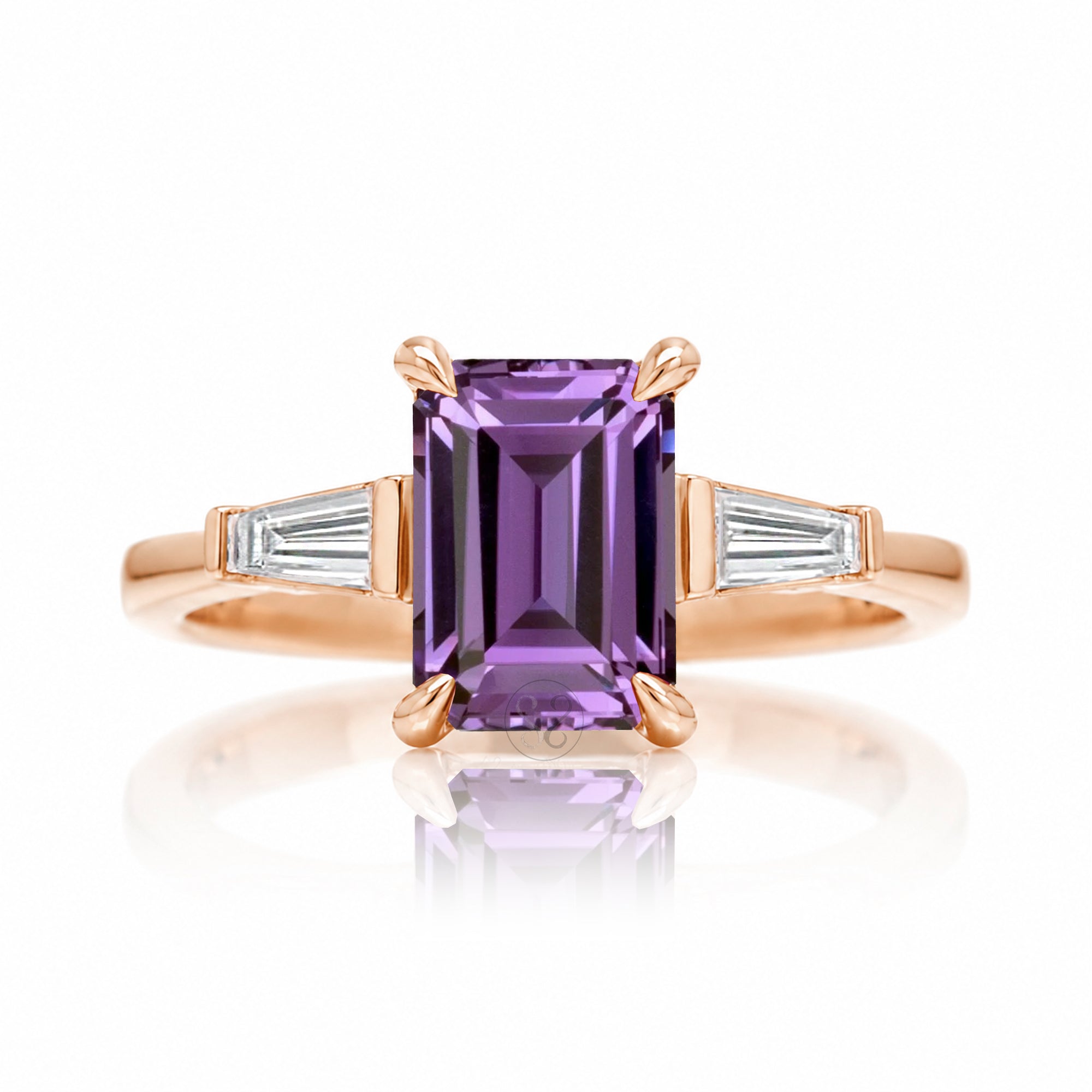The Alice Emerald Step Cut Amethyst Ring
