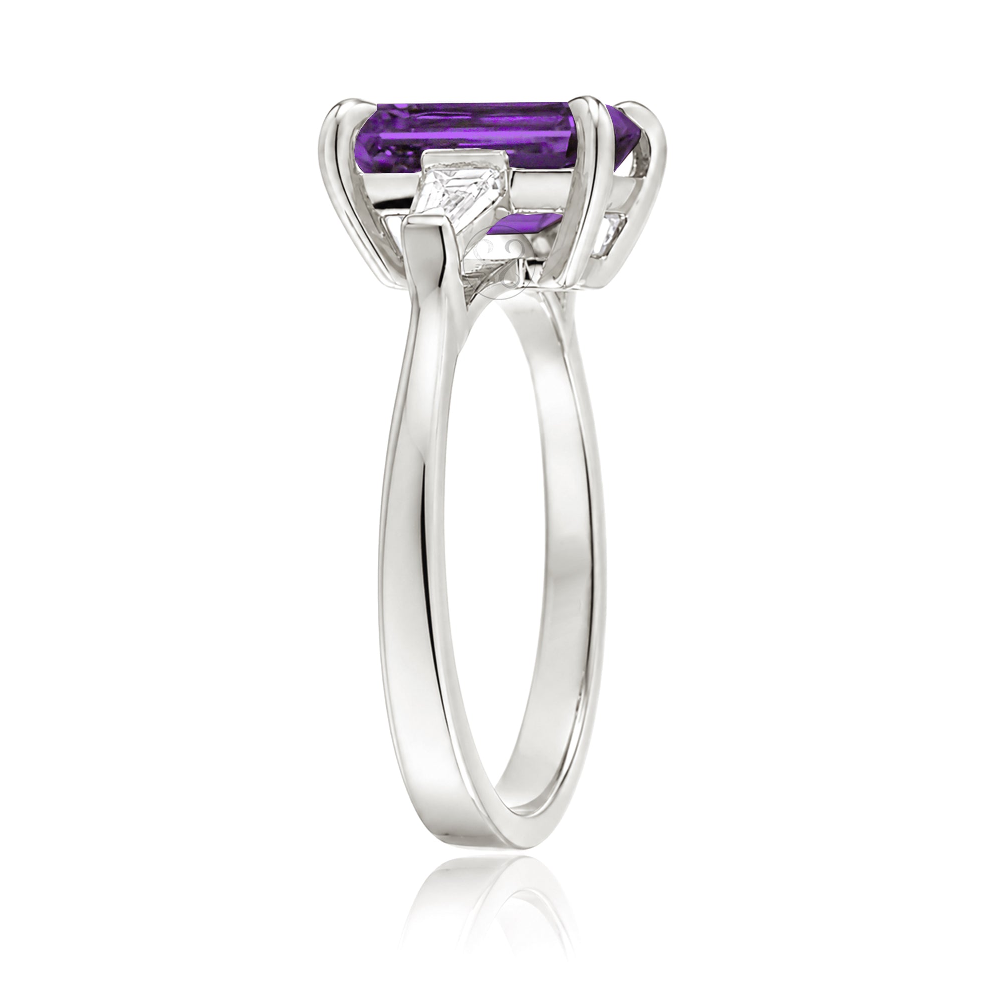 The Alice Emerald Step Cut Amethyst Ring
