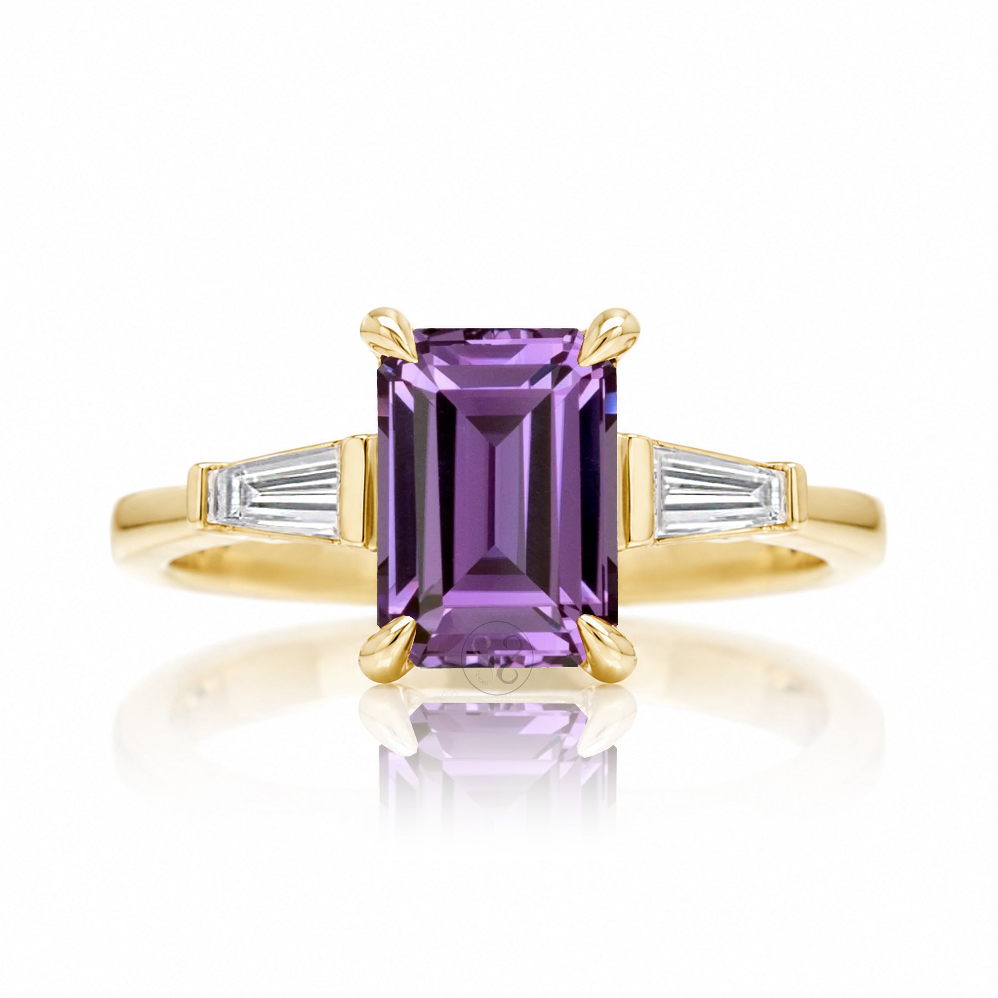 The Alice Emerald Step Cut Amethyst Ring