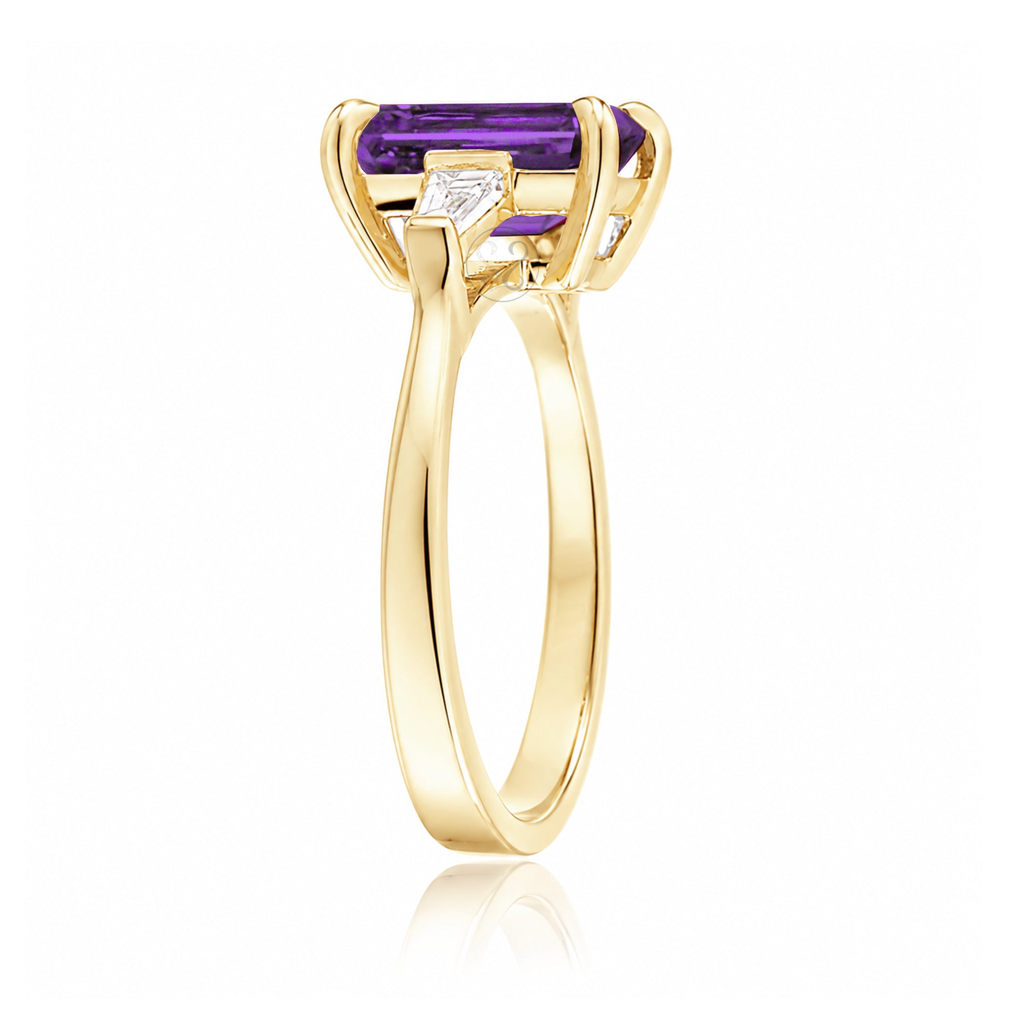 The Alice Emerald Step Cut Amethyst Ring