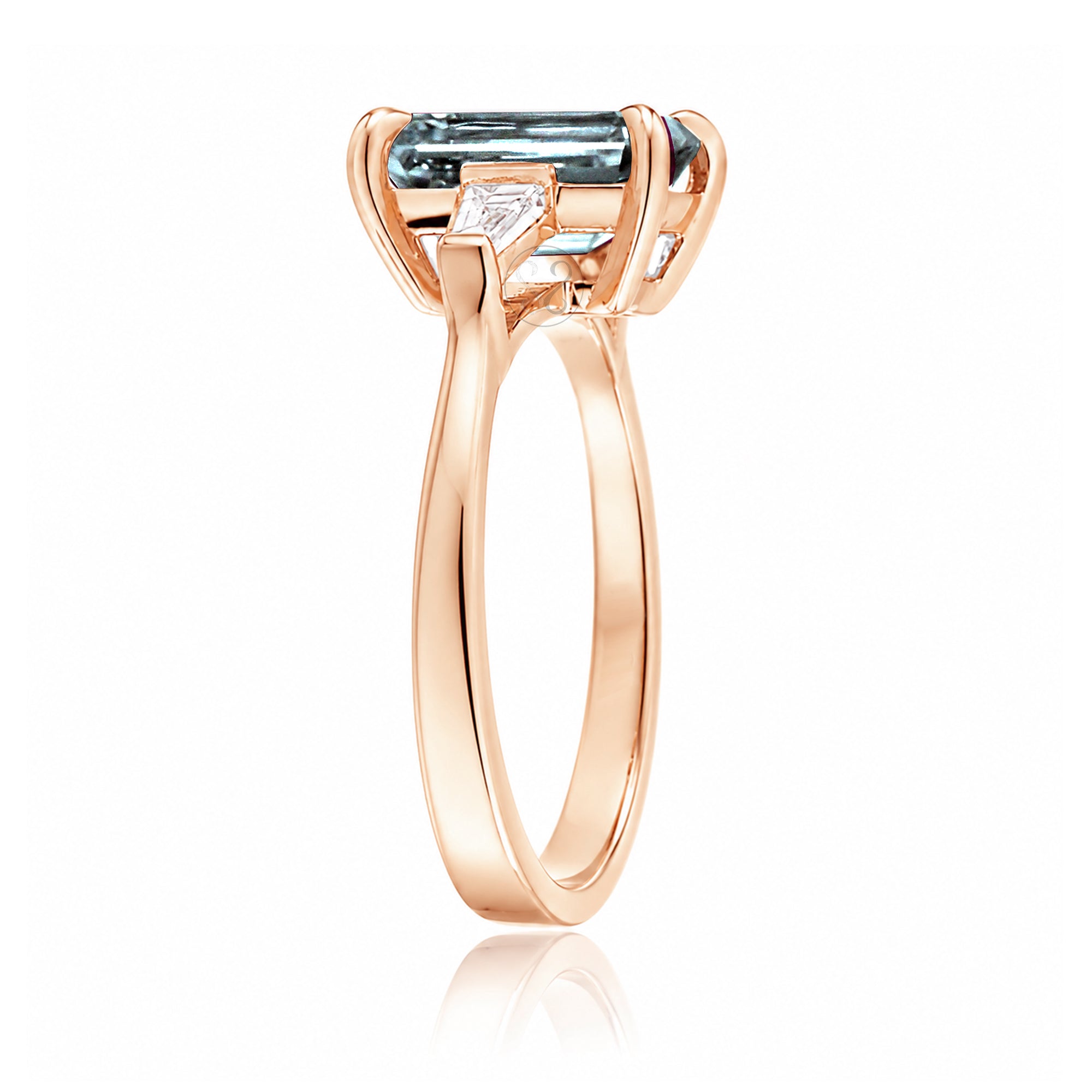 The Alice Emerald Step Cut Aquamarine Ring