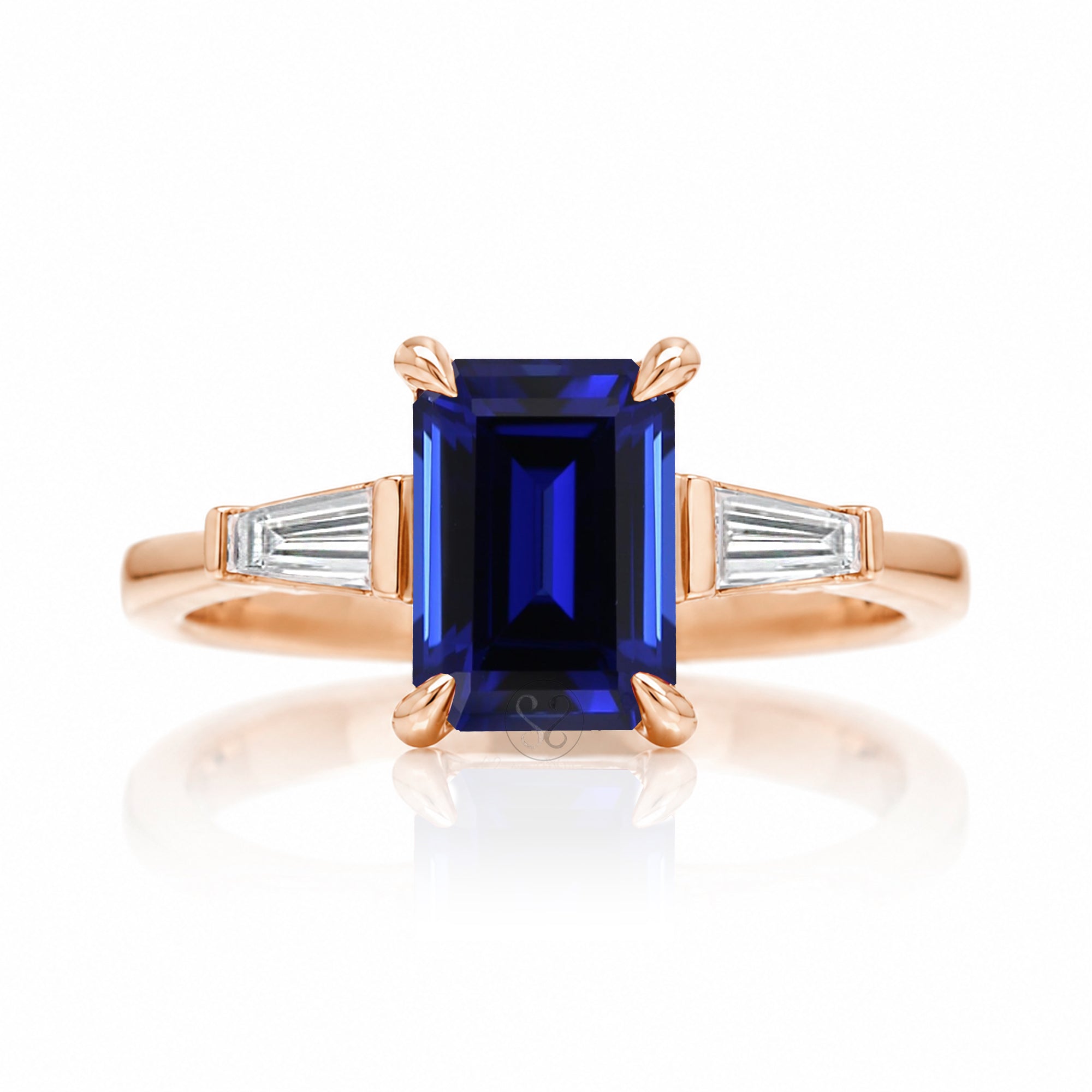 The Alice Step Cut Blue Sapphire Ring