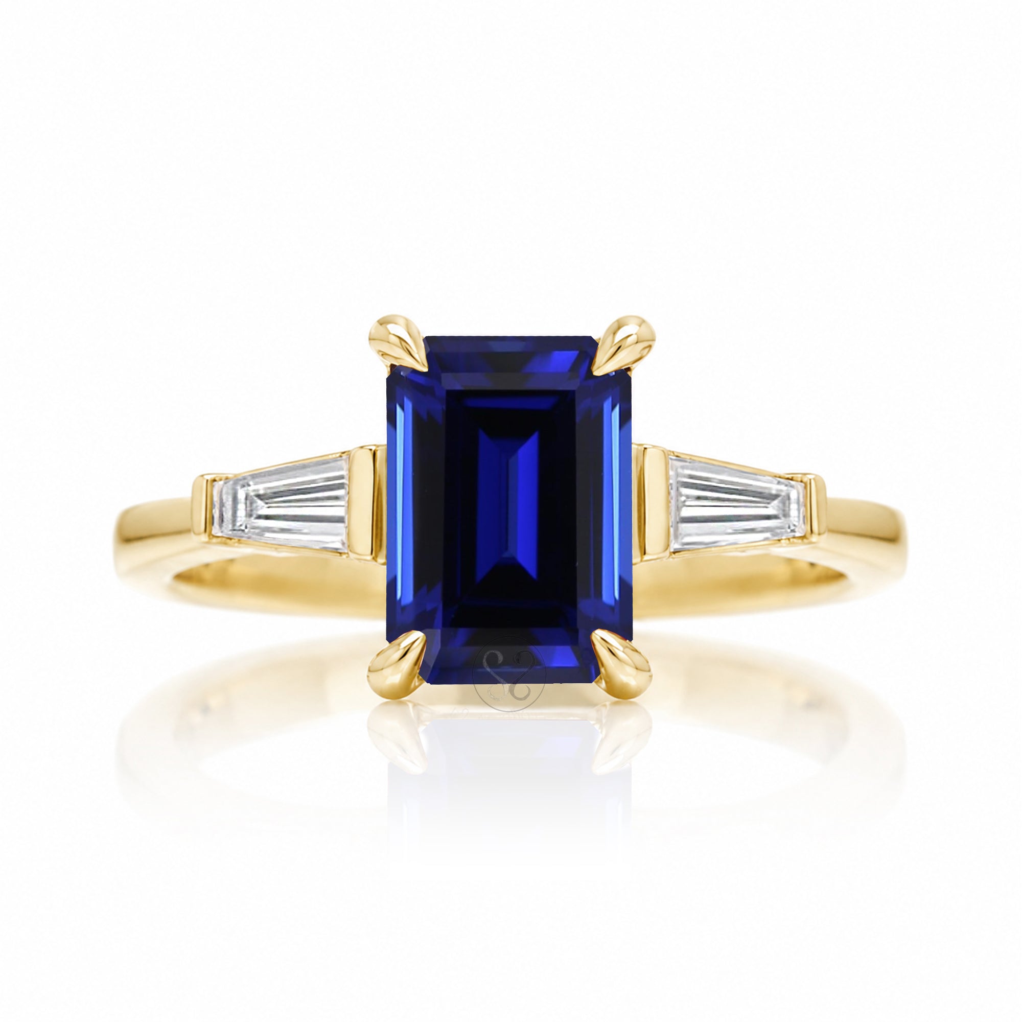 The Alice Step Cut Blue Sapphire Ring