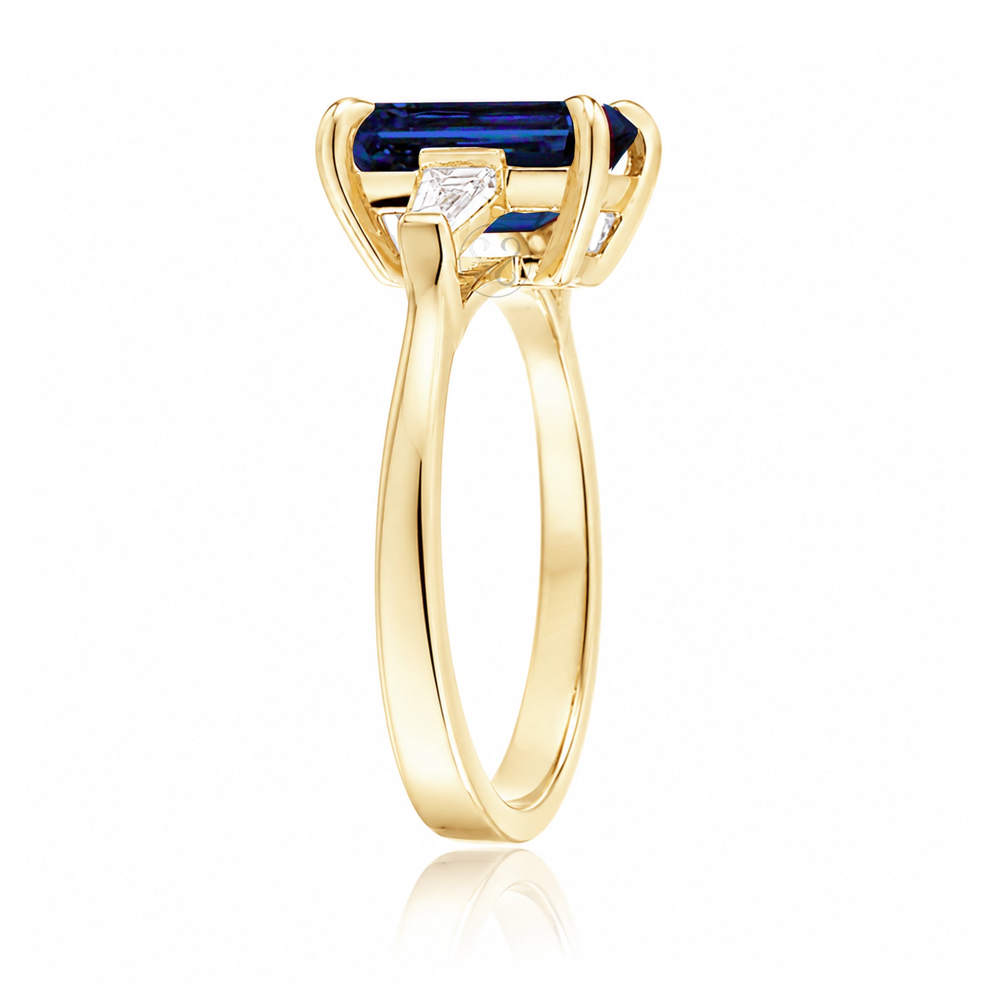 The Alice Step Cut Blue Sapphire Ring