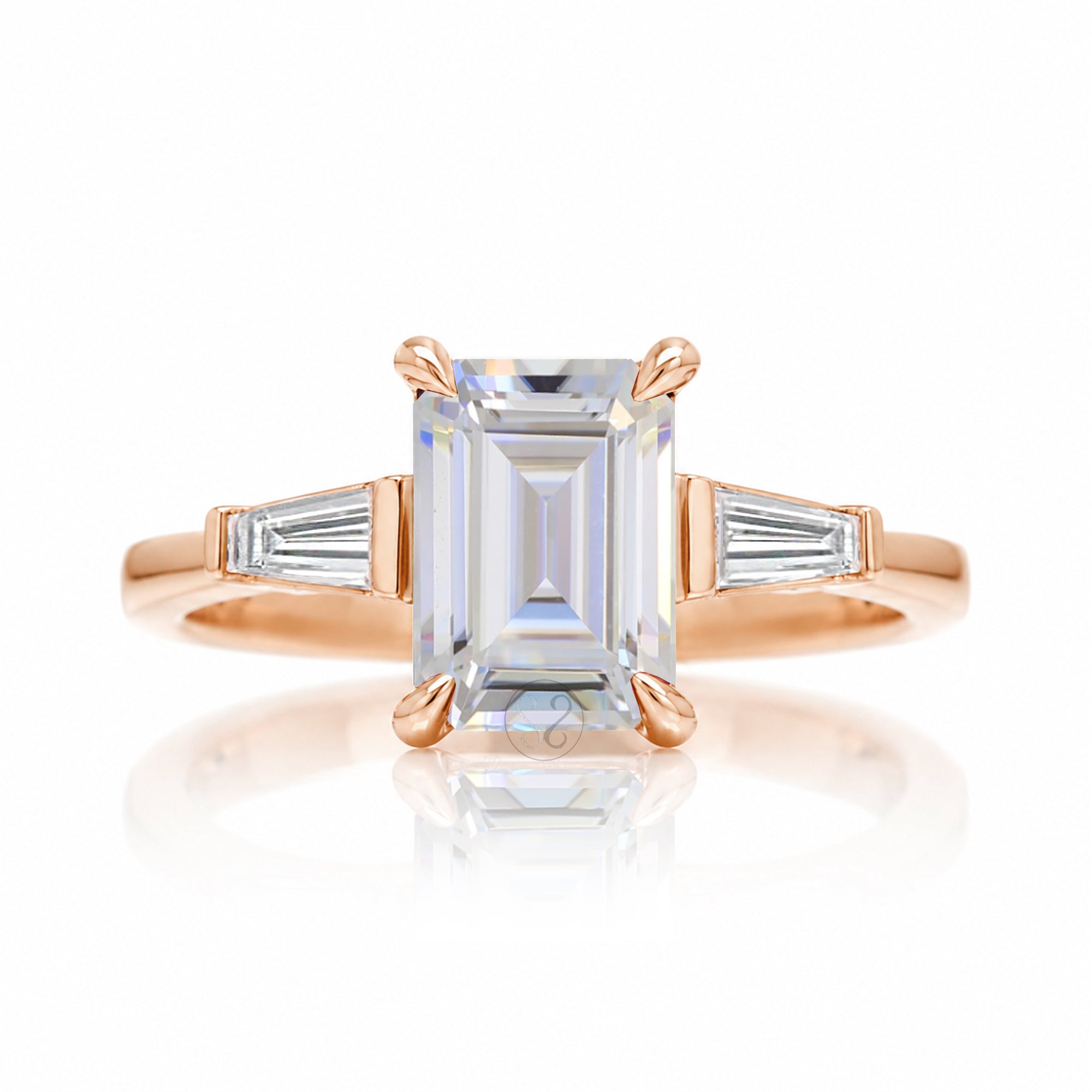 The Alice Emerald Step Cut Moissanite Ring