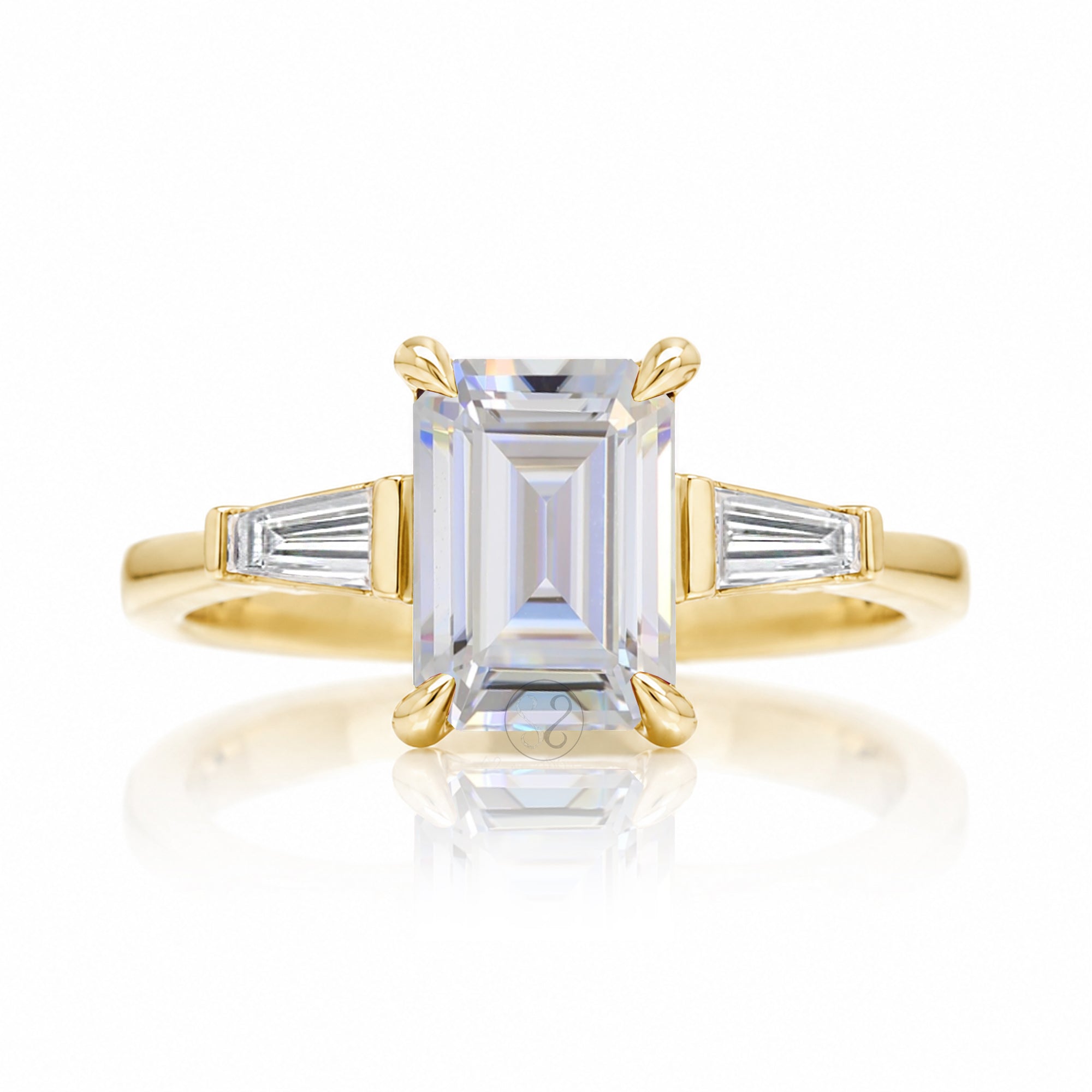 The Alice Emerald Step Cut Moissanite Ring