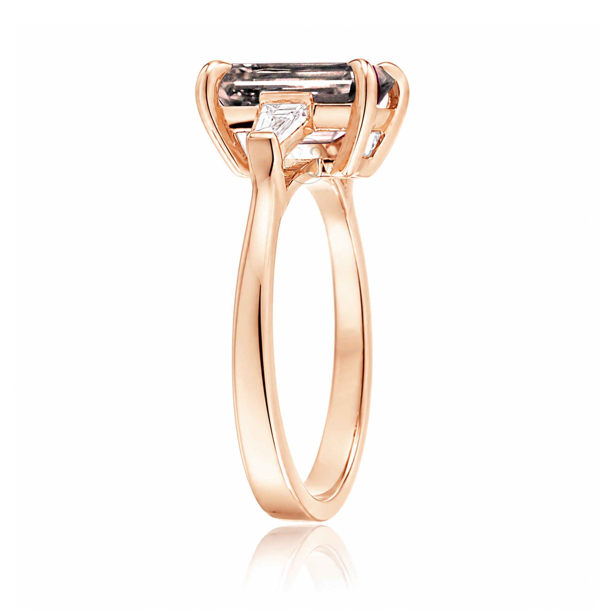 The Alice Emerald Step Cut Morganite Ring