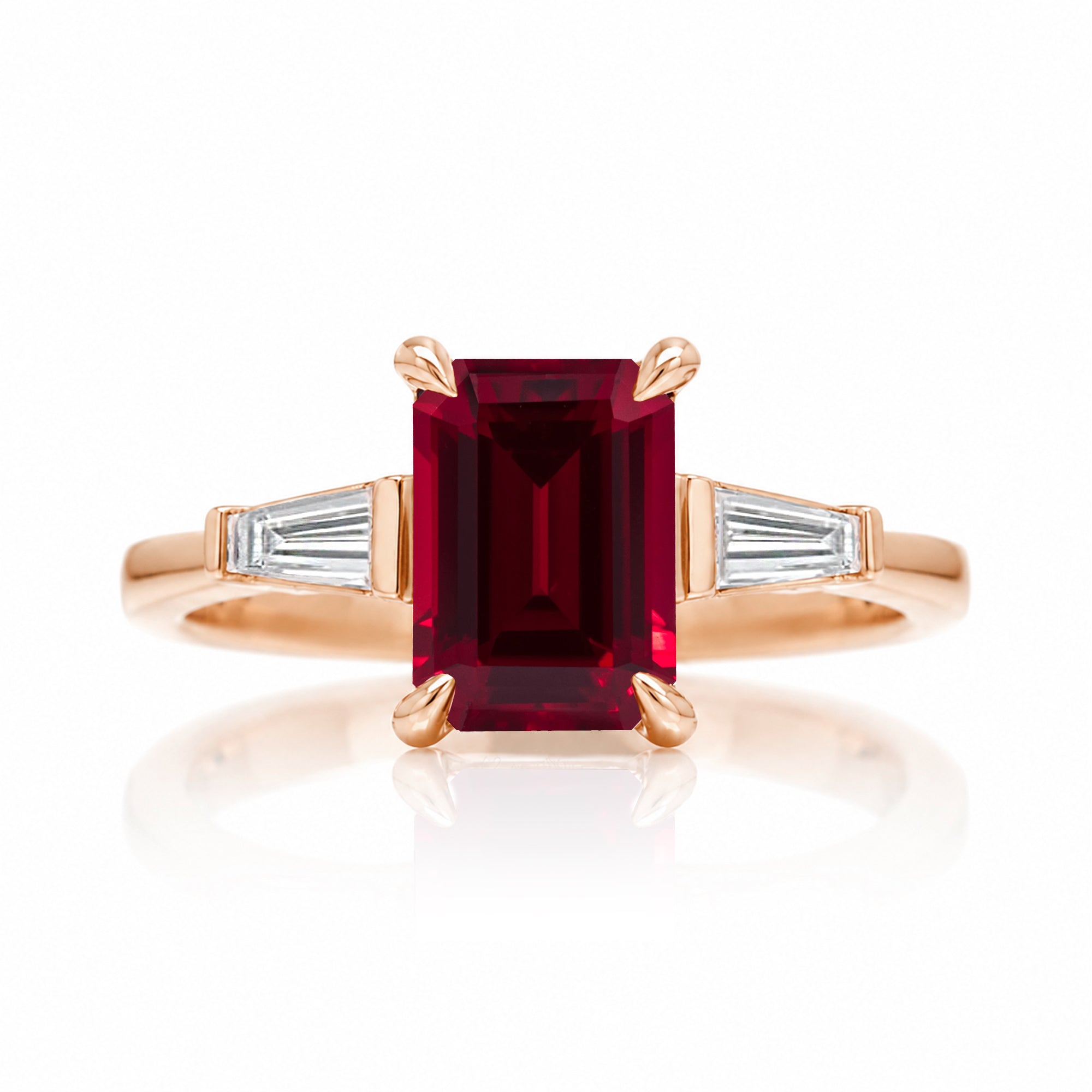 The Alice Emerald Step Cut Ruby Ring