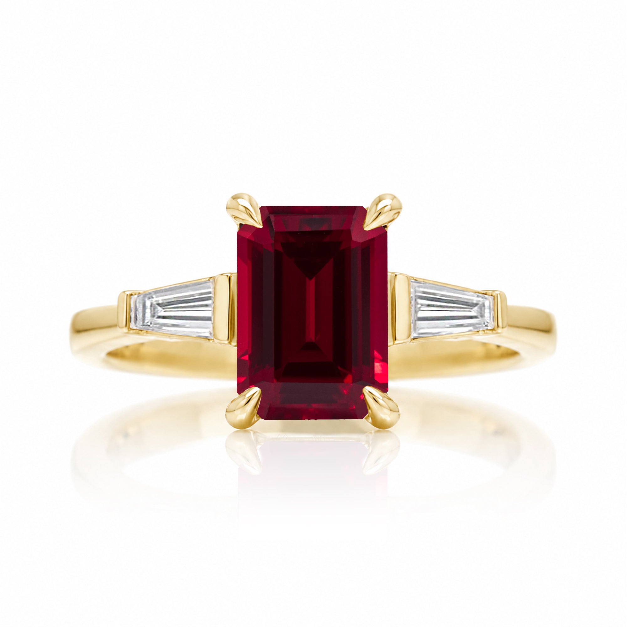 The Alice Emerald Step Cut Ruby Ring
