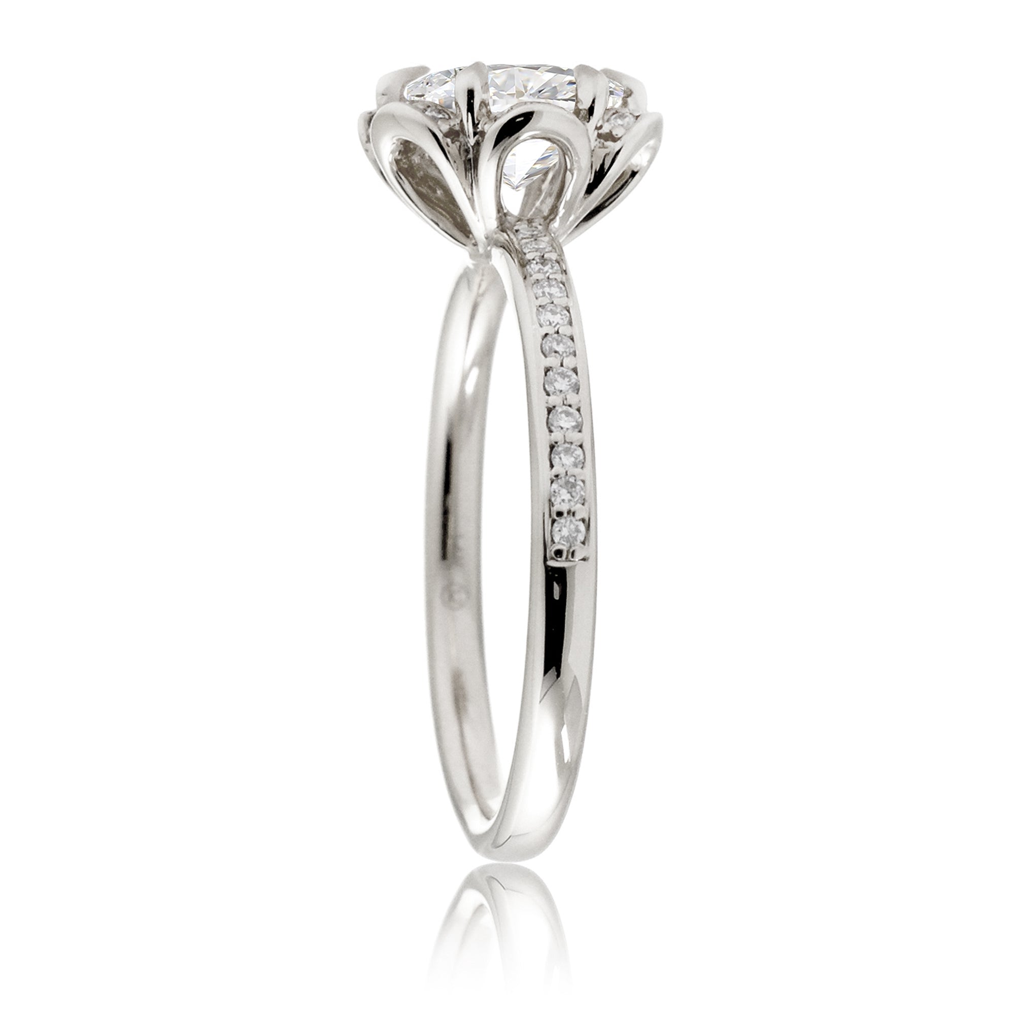 Flower design diamond engagement ring white gold
