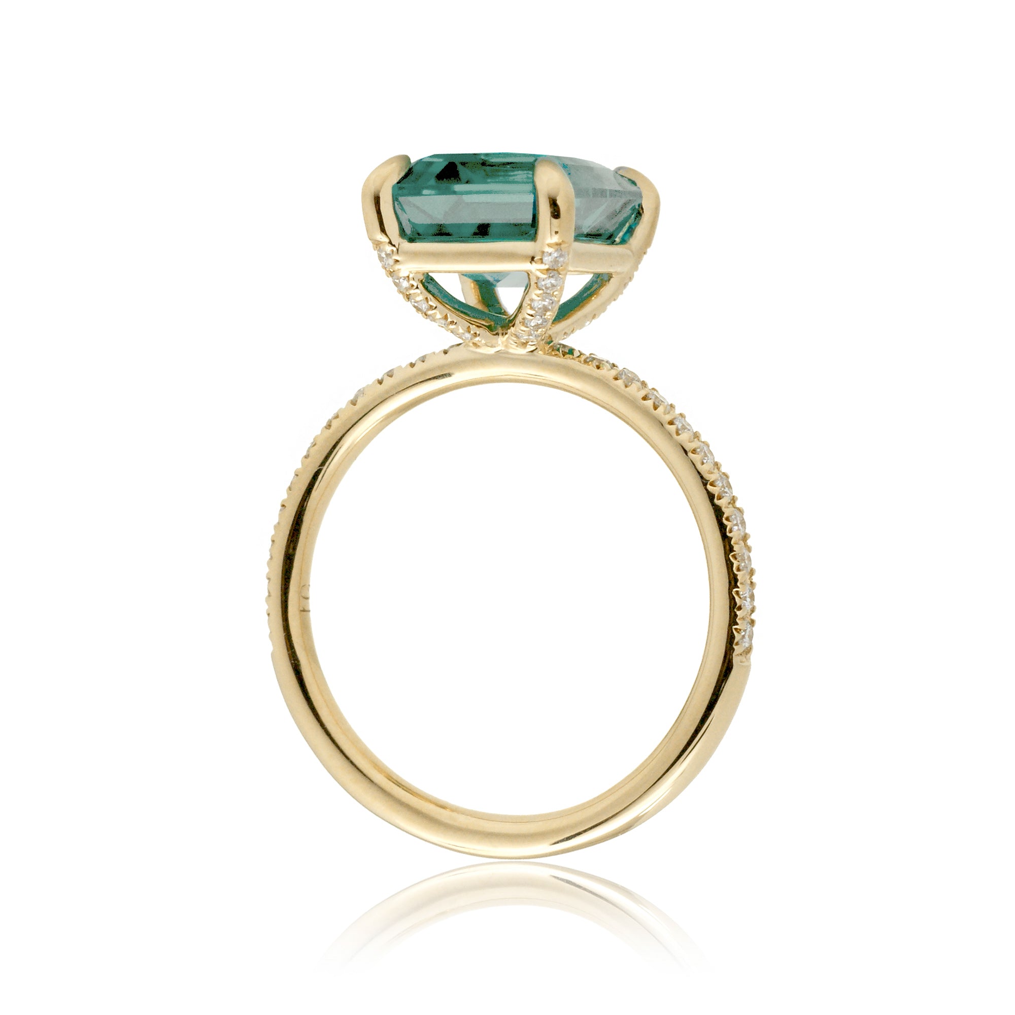 The Ava Cushion Cut Green Sapphire Ring