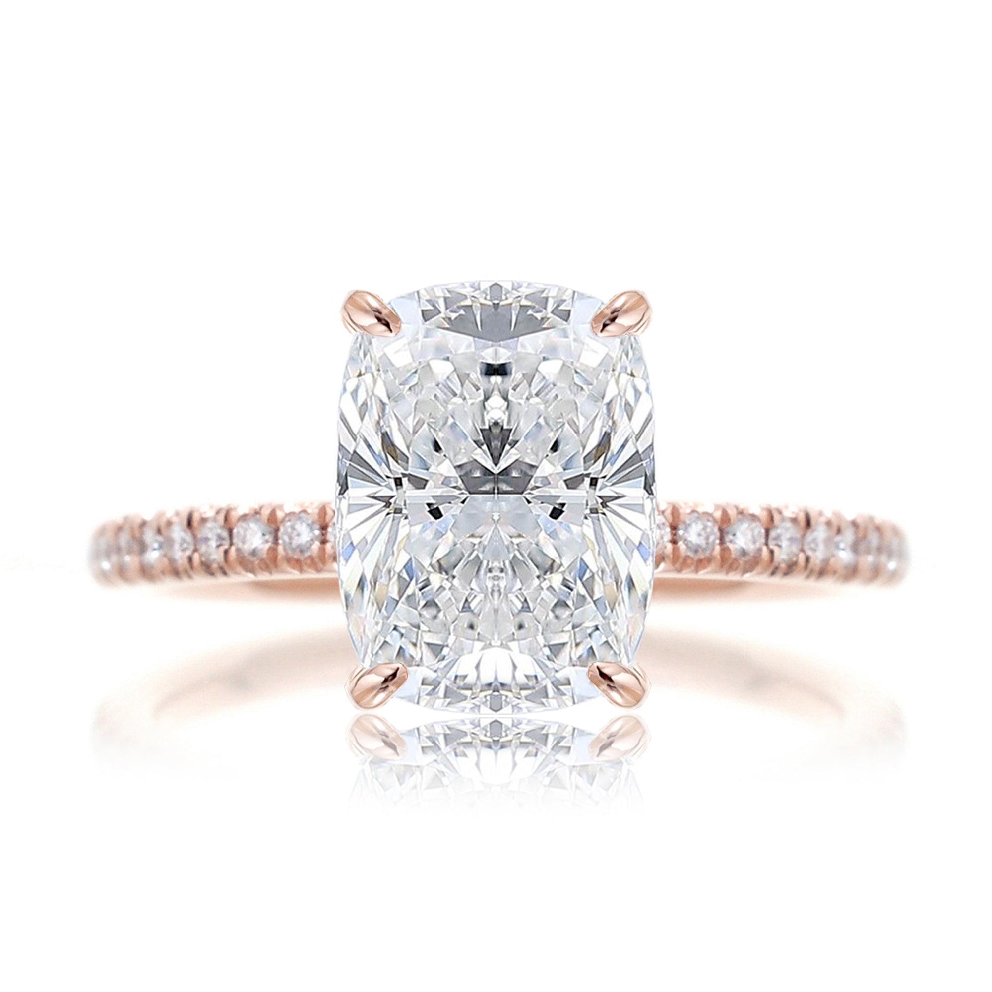 Cushion cut lab-grown diamond engagement ring rose gold - The Ava