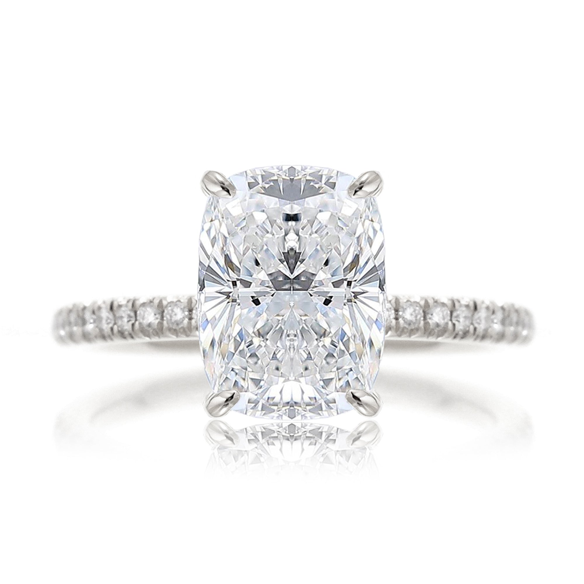 Cushion cut lab-grown diamond engagement ring white gold - The Ava