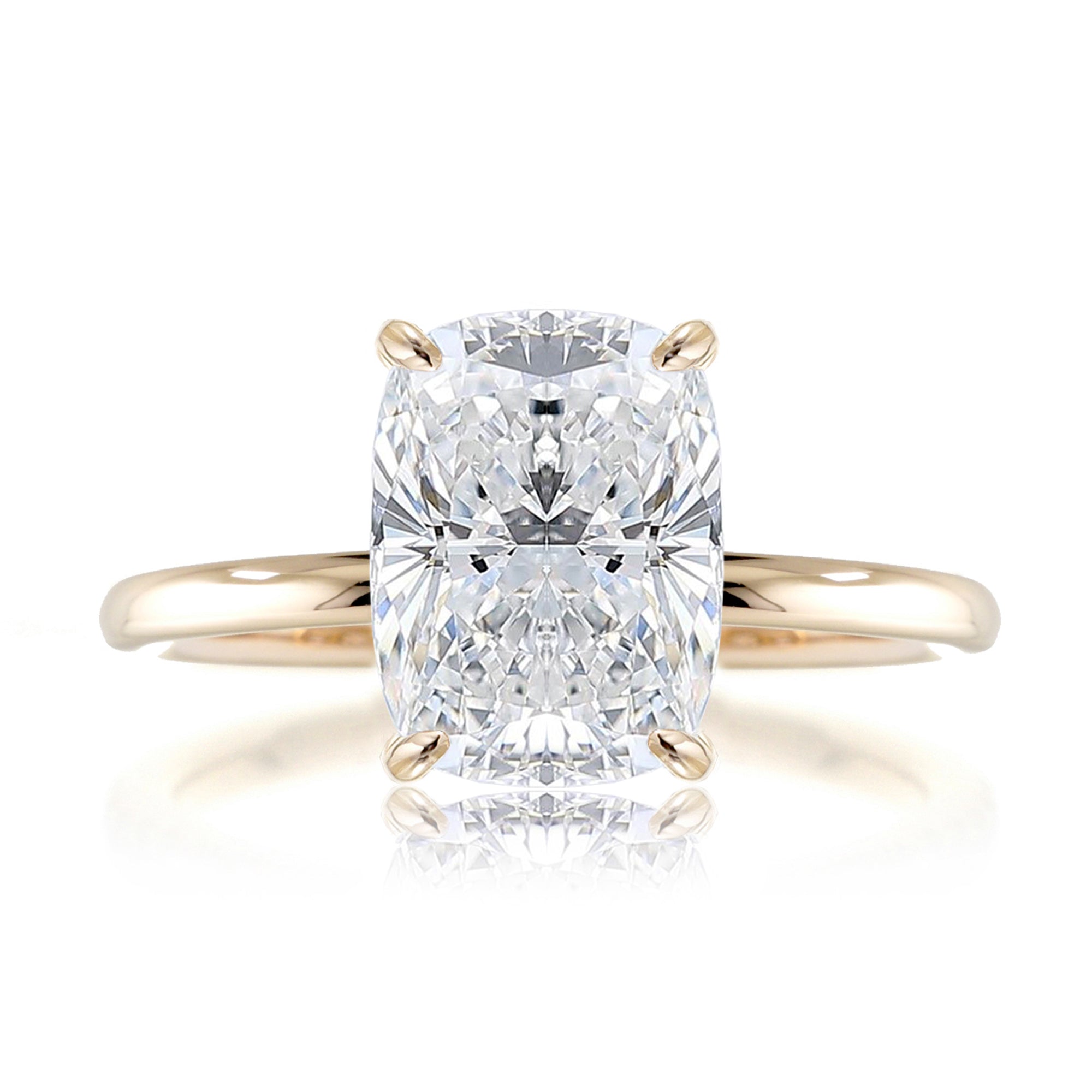 Cushion cut lab-grown diamond engagement ring yellow gold - The Ava