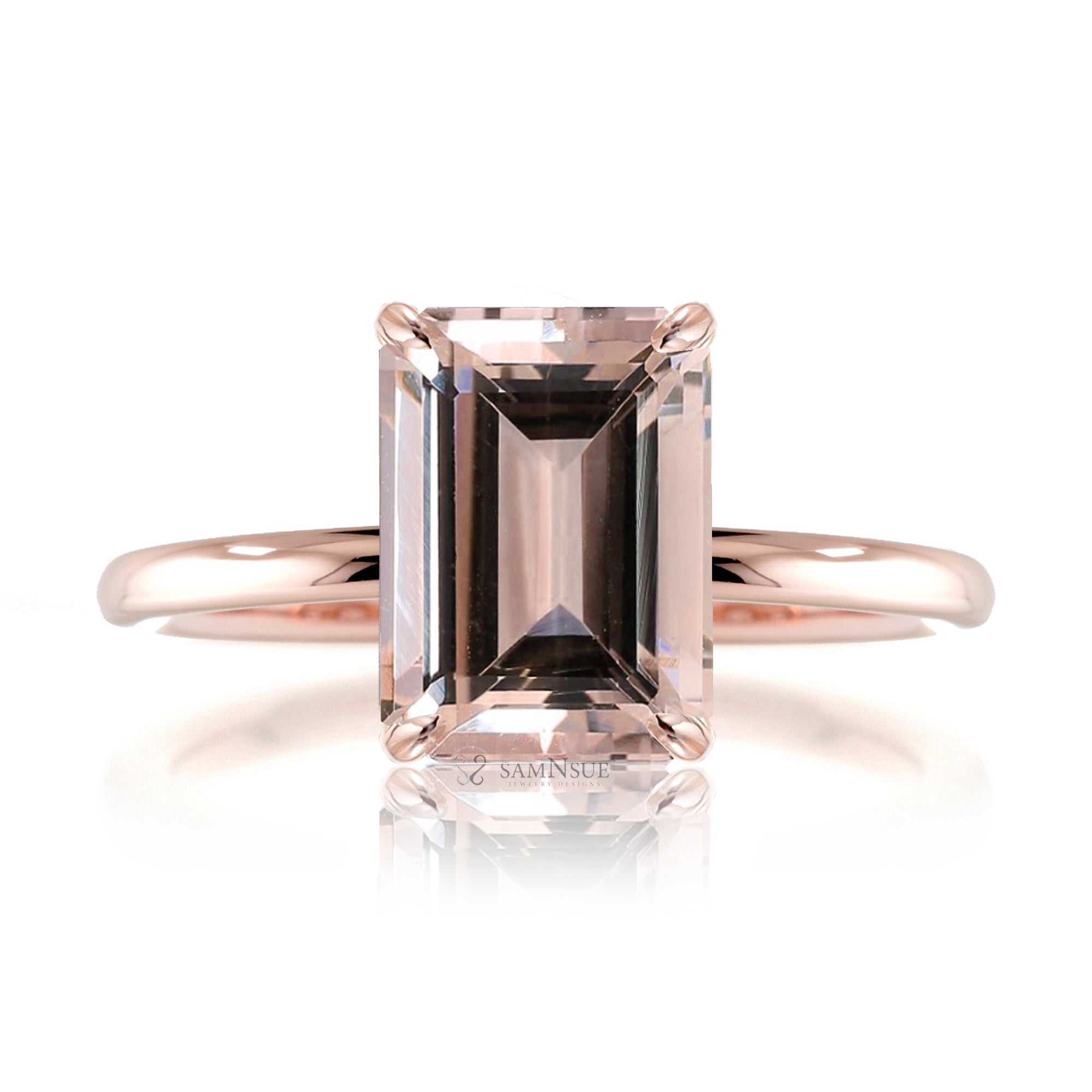The Ava Emerald Cut Morganite Ring